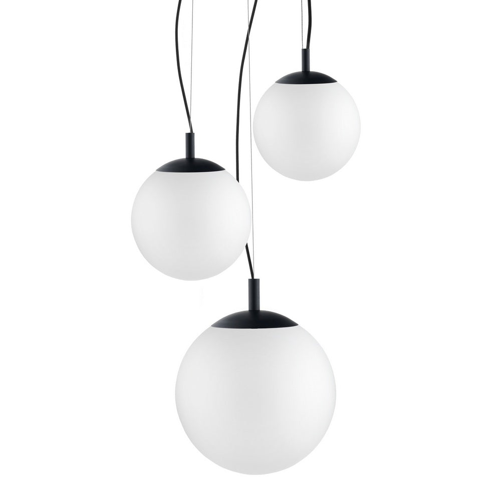 Lampa sufitowa ALUR 2 mleczne szkło z czarnym wykończeniem