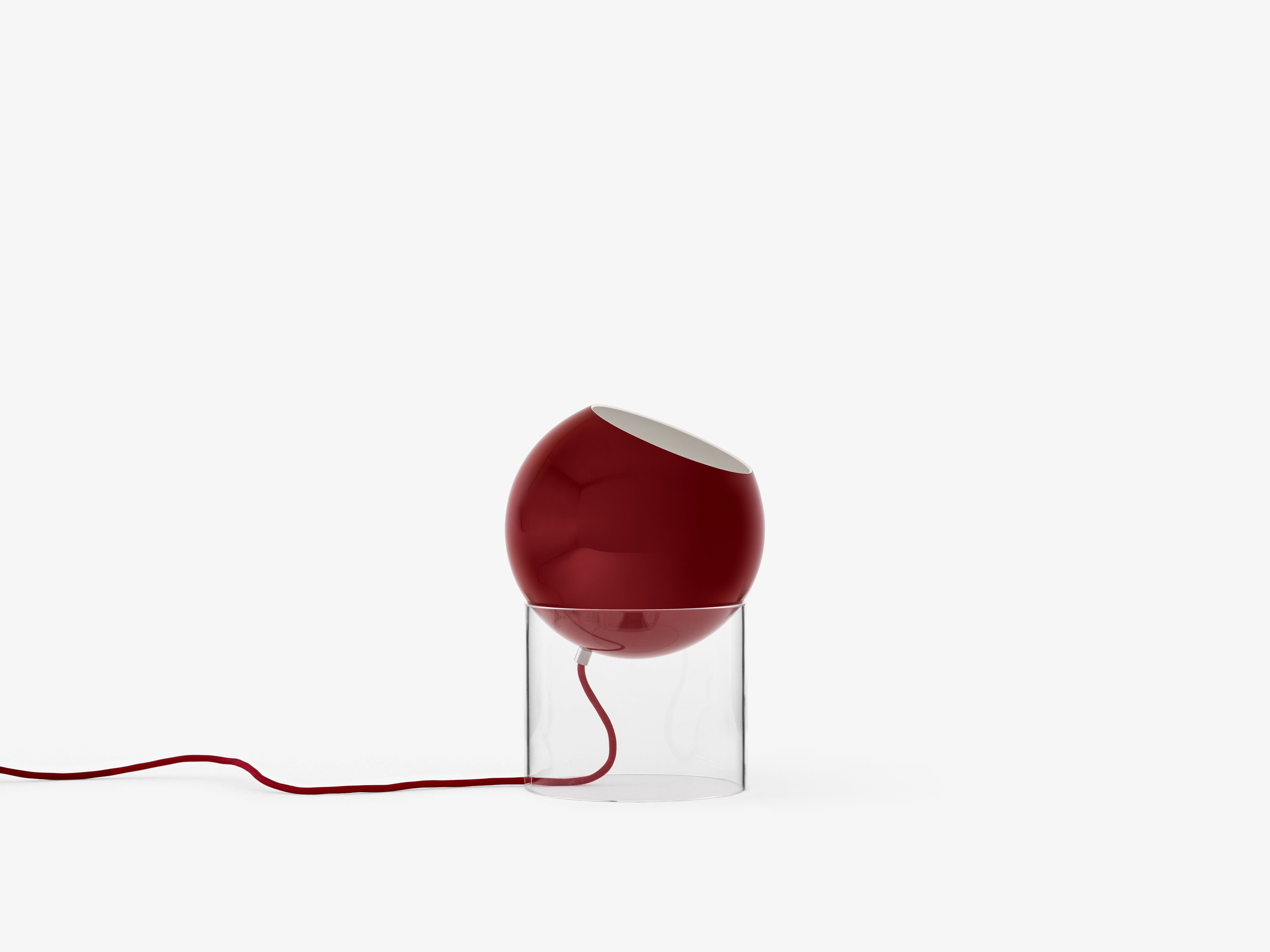 Lampa stołowa TOPAN czerwony klosz z transparentną podstawą