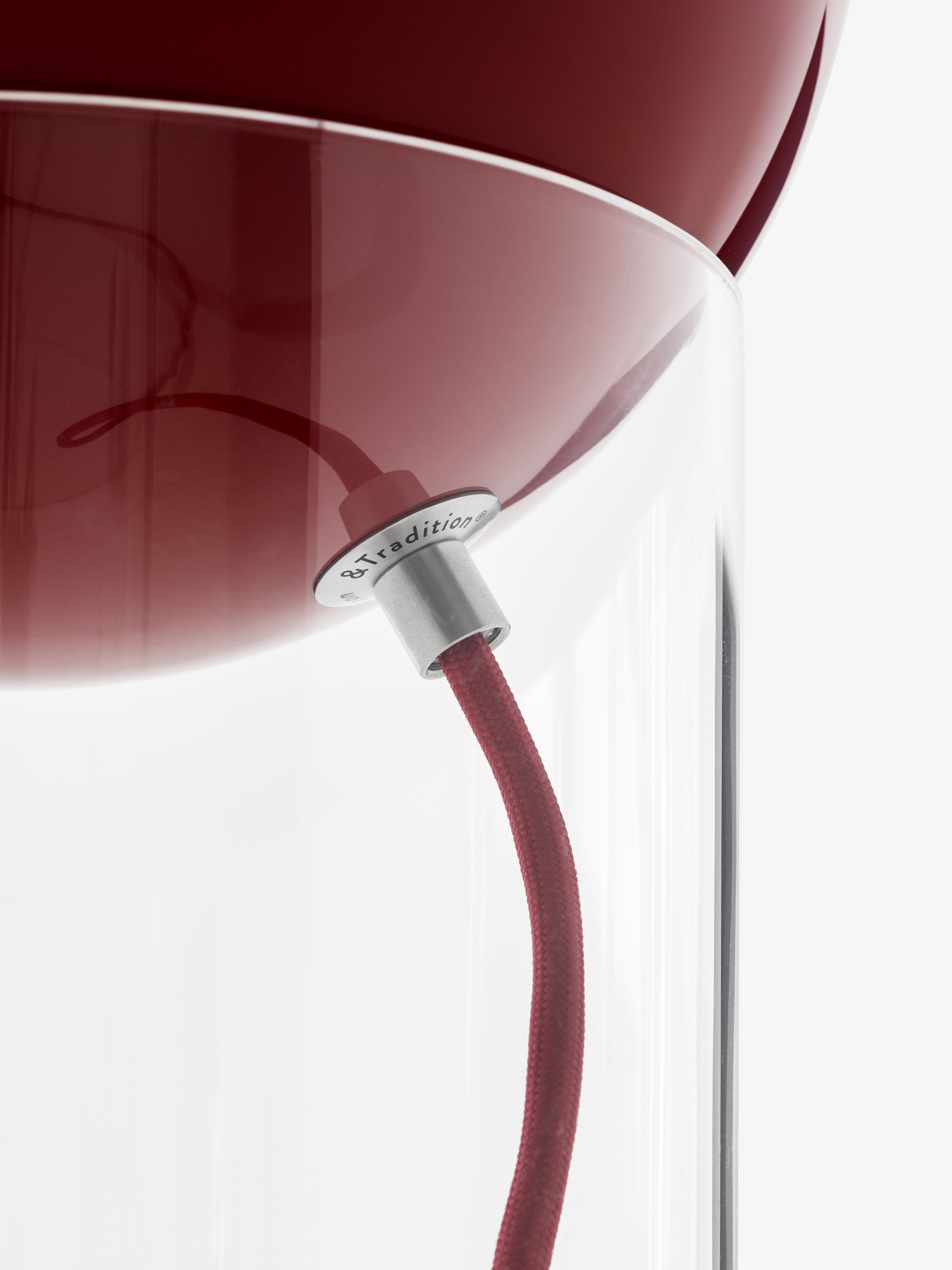 Lampa stołowa TOPAN czerwony klosz z transparentną podstawą