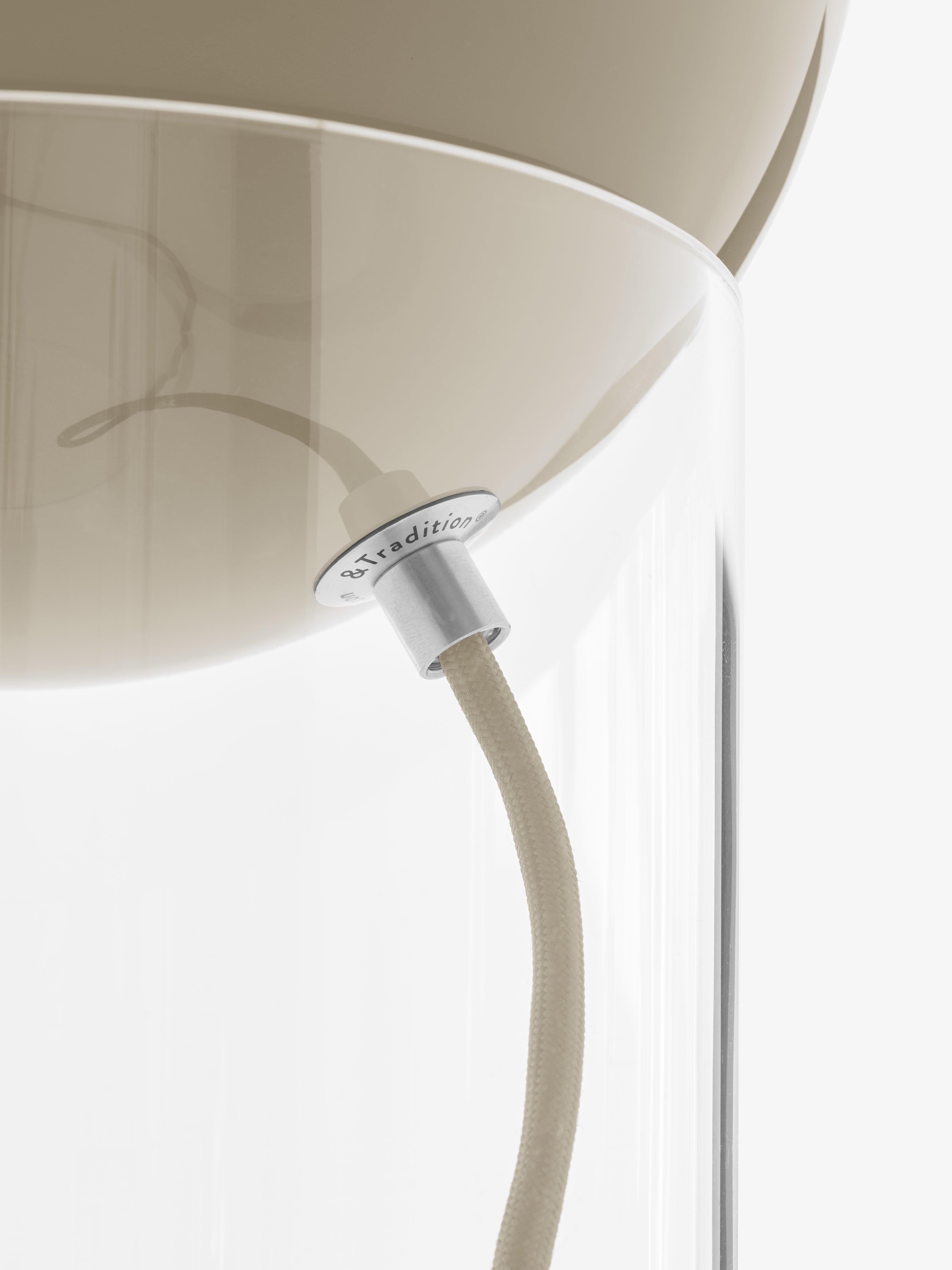 Lampa stołowa TOPAN szarobeżowy klosz z transparentną podstawą