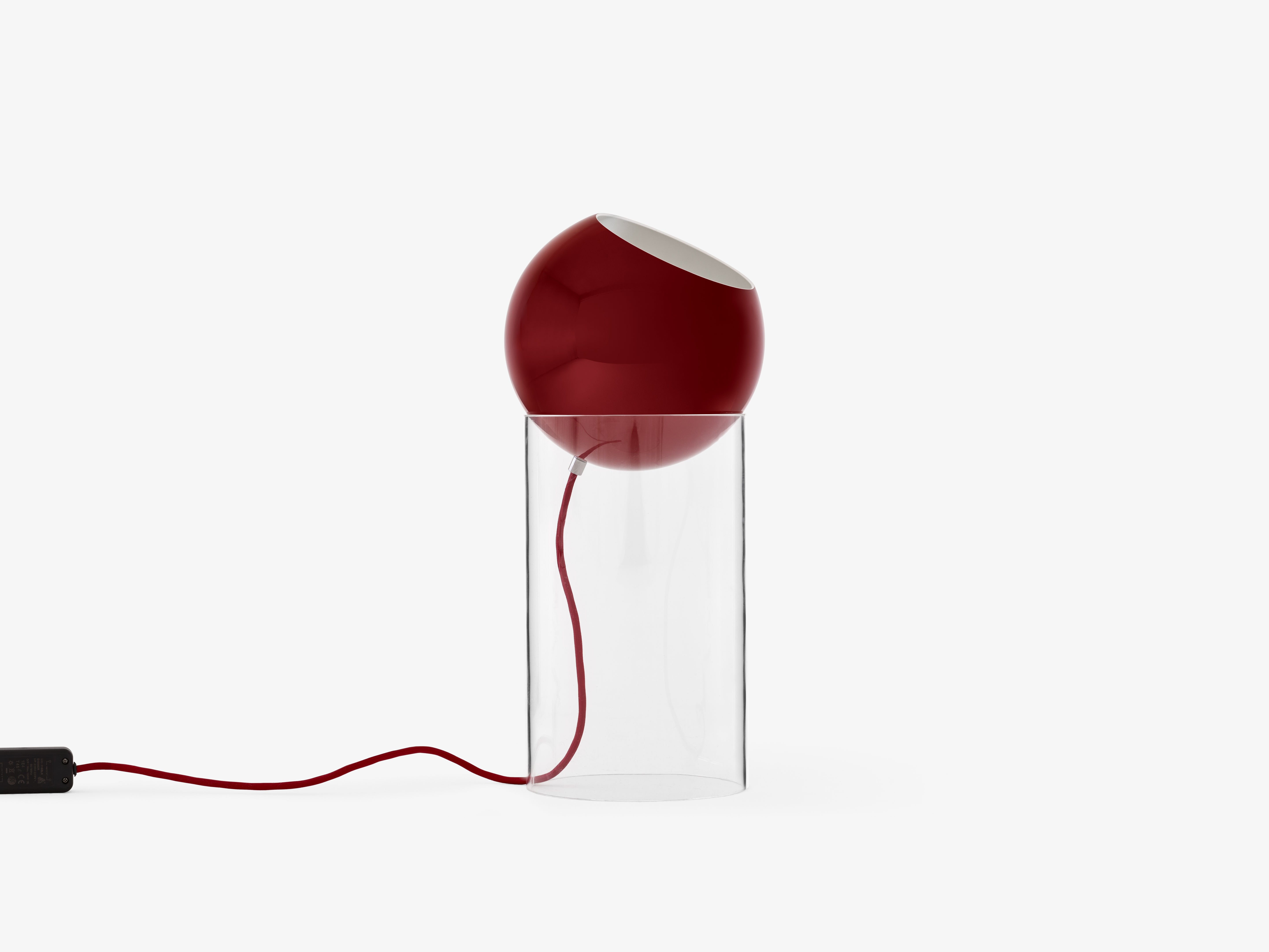 Lampa stołowa TOPAN czerwony klosz z transparentną podstawą
