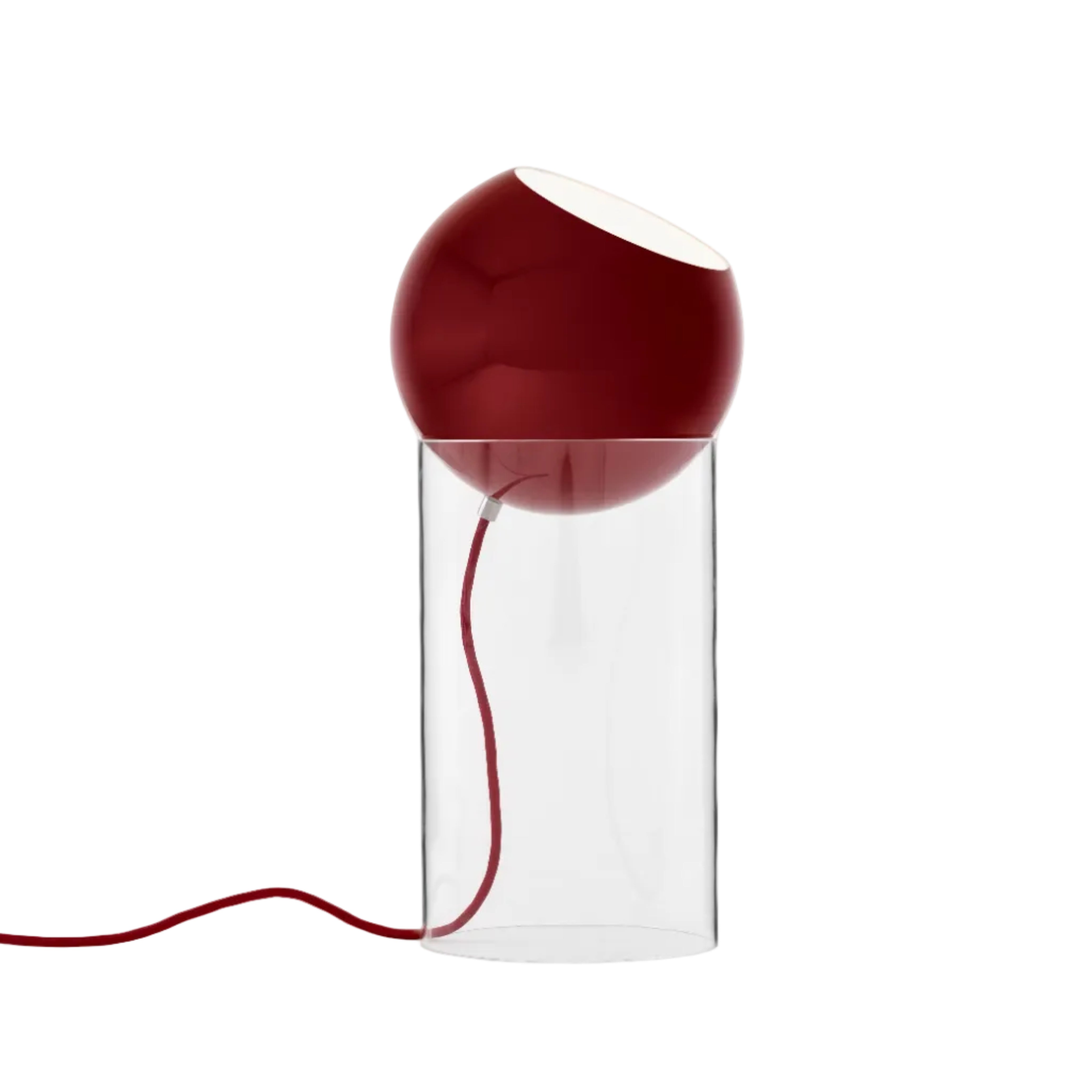 Lampa stołowa TOPAN czerwony klosz z transparentną podstawą