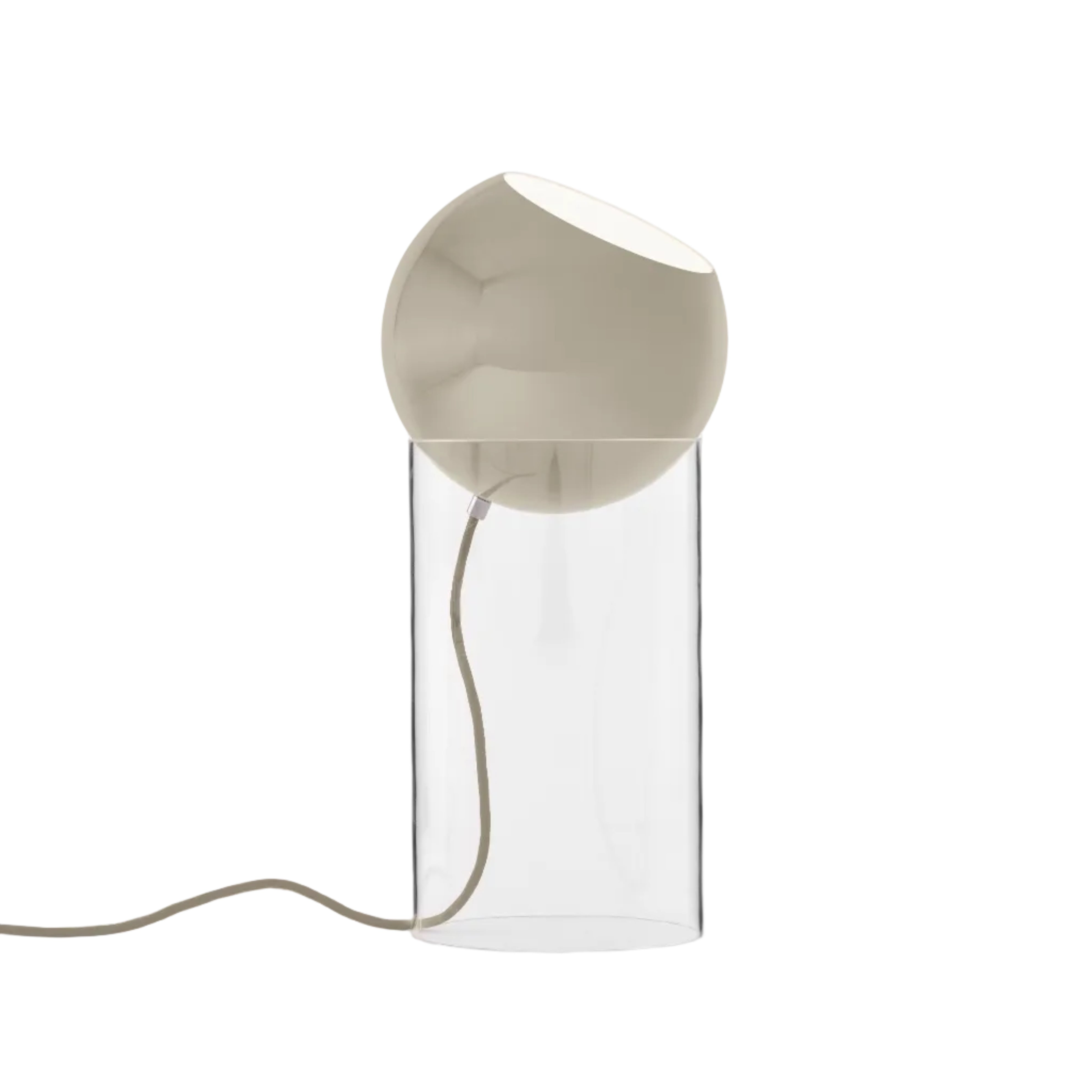 Lampa stołowa TOPAN szarobeżowy klosz z transparentną podstawą