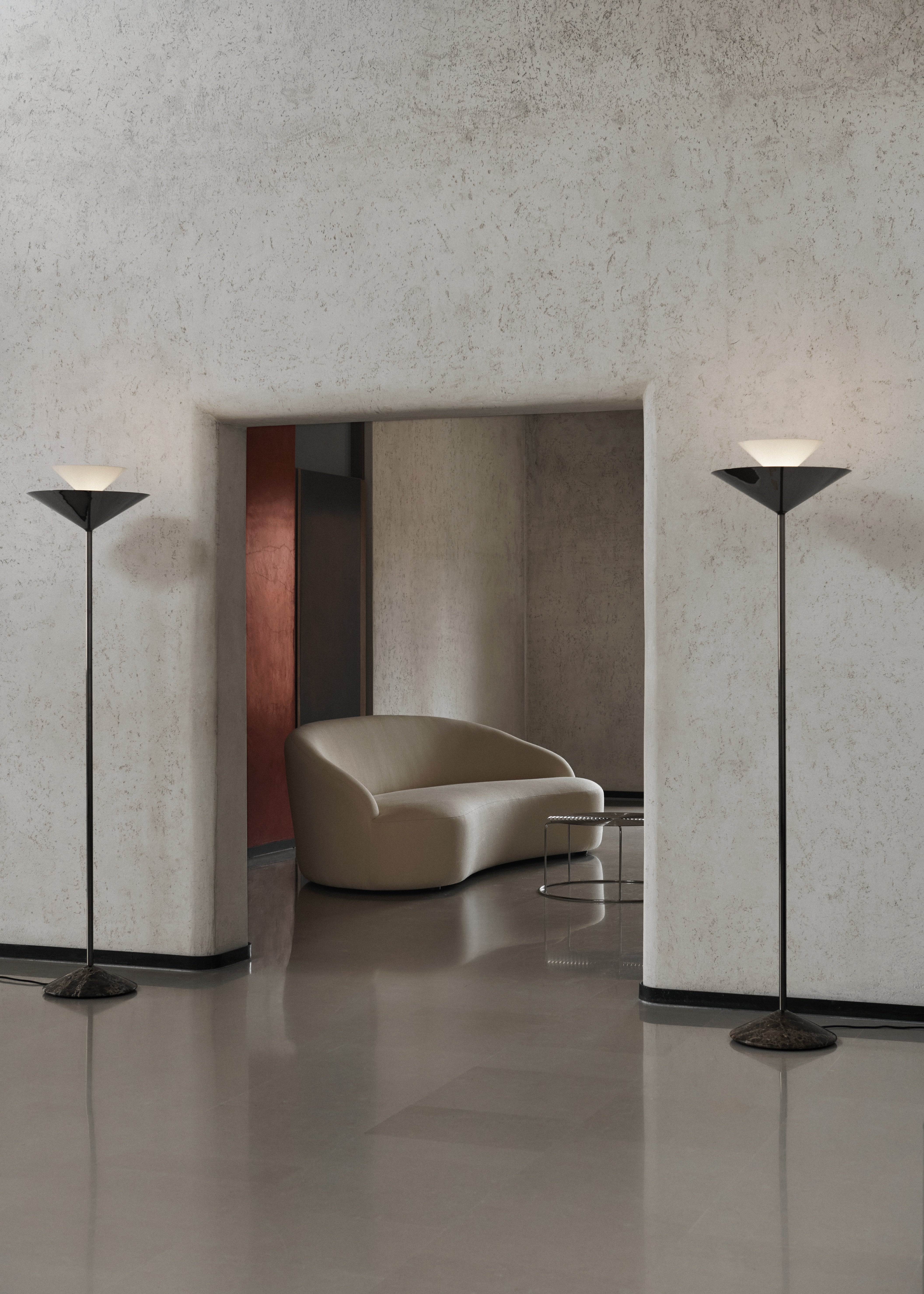 Lampa podłogowa GIO LN28 chromowany z brązową marmurową podstawą