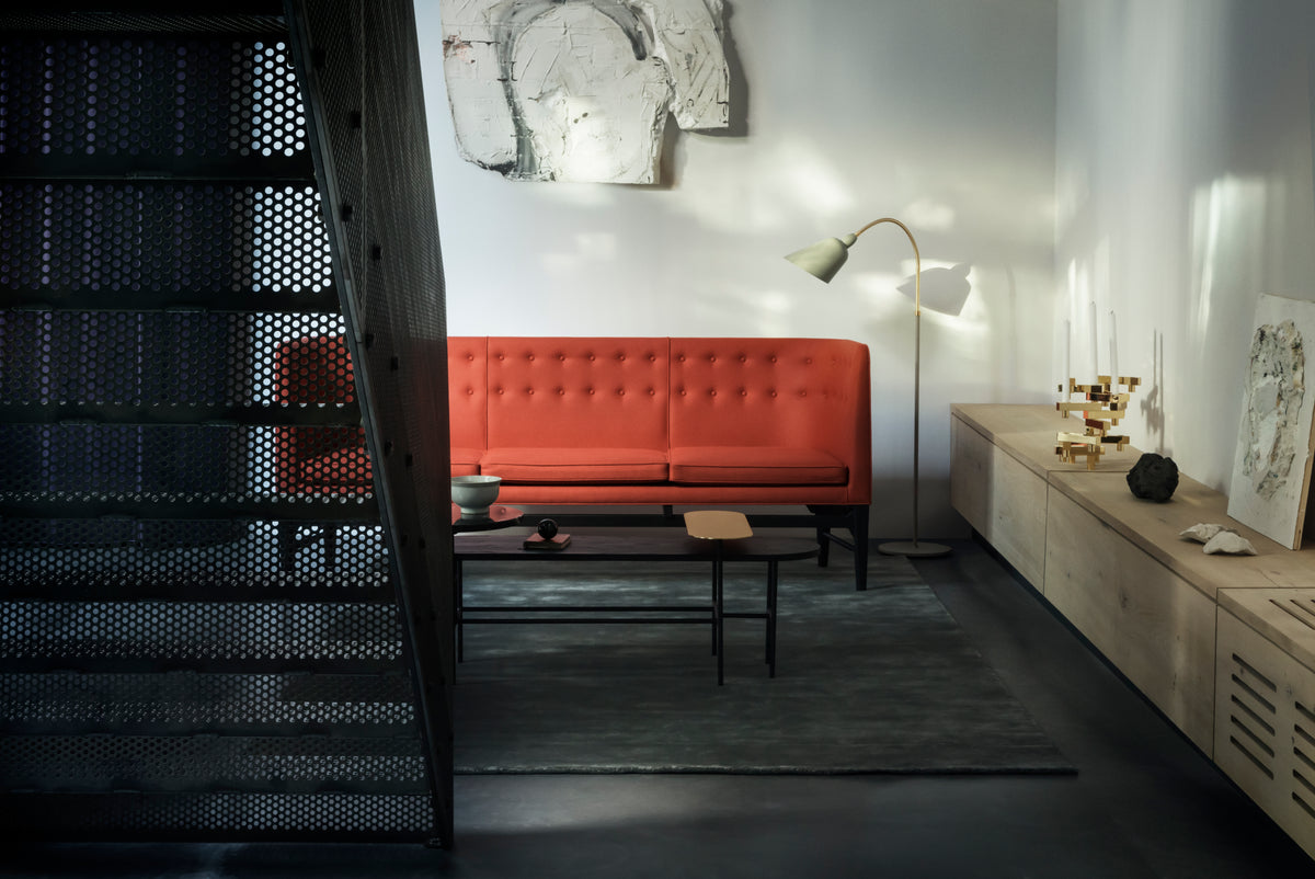 Lampa podłogowa BELLEVUE AJ7 biały z brązowioną mosiężną podstawą