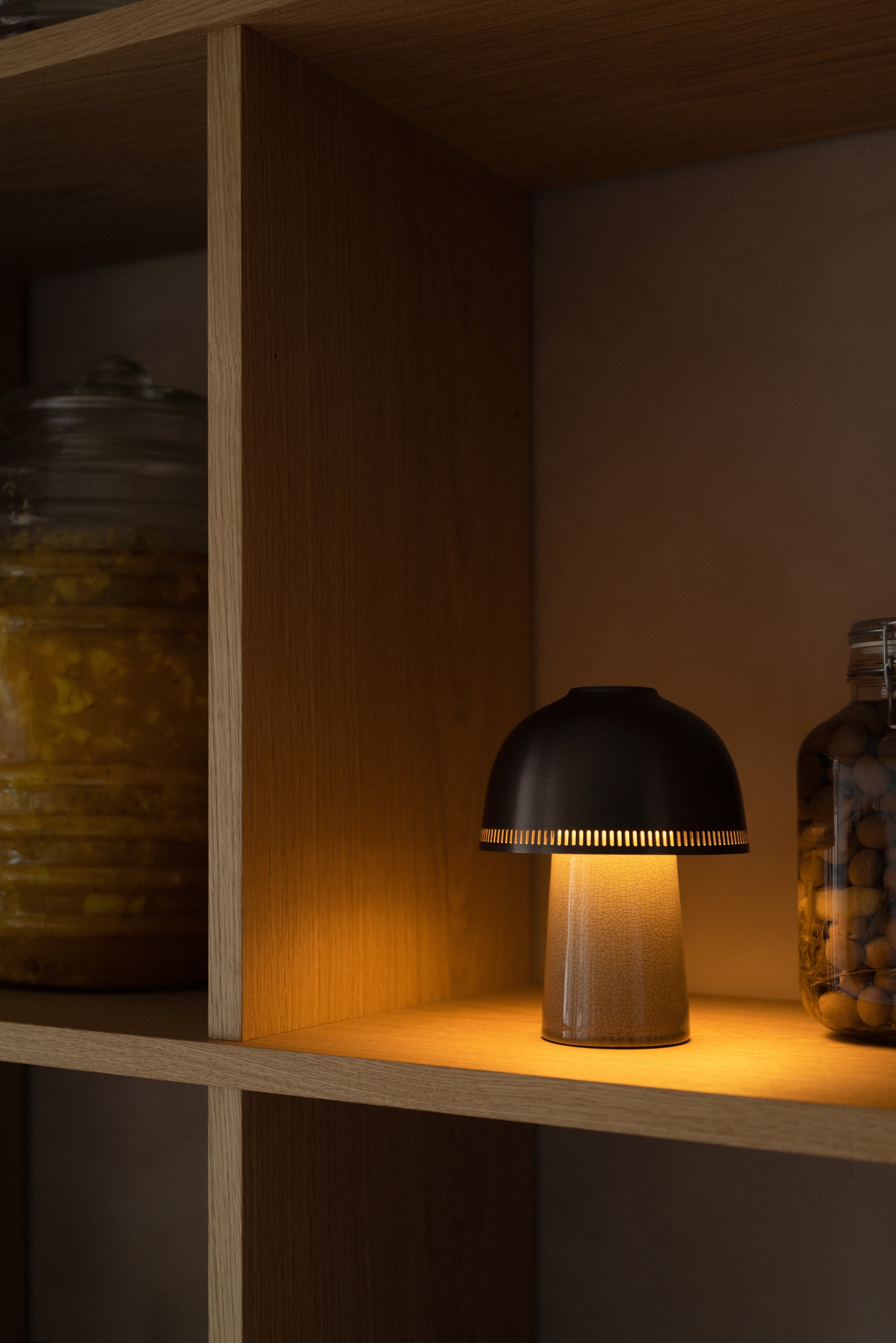 Lampa przenośna RAKU SH8 brązowy klosz z beżową podstawą