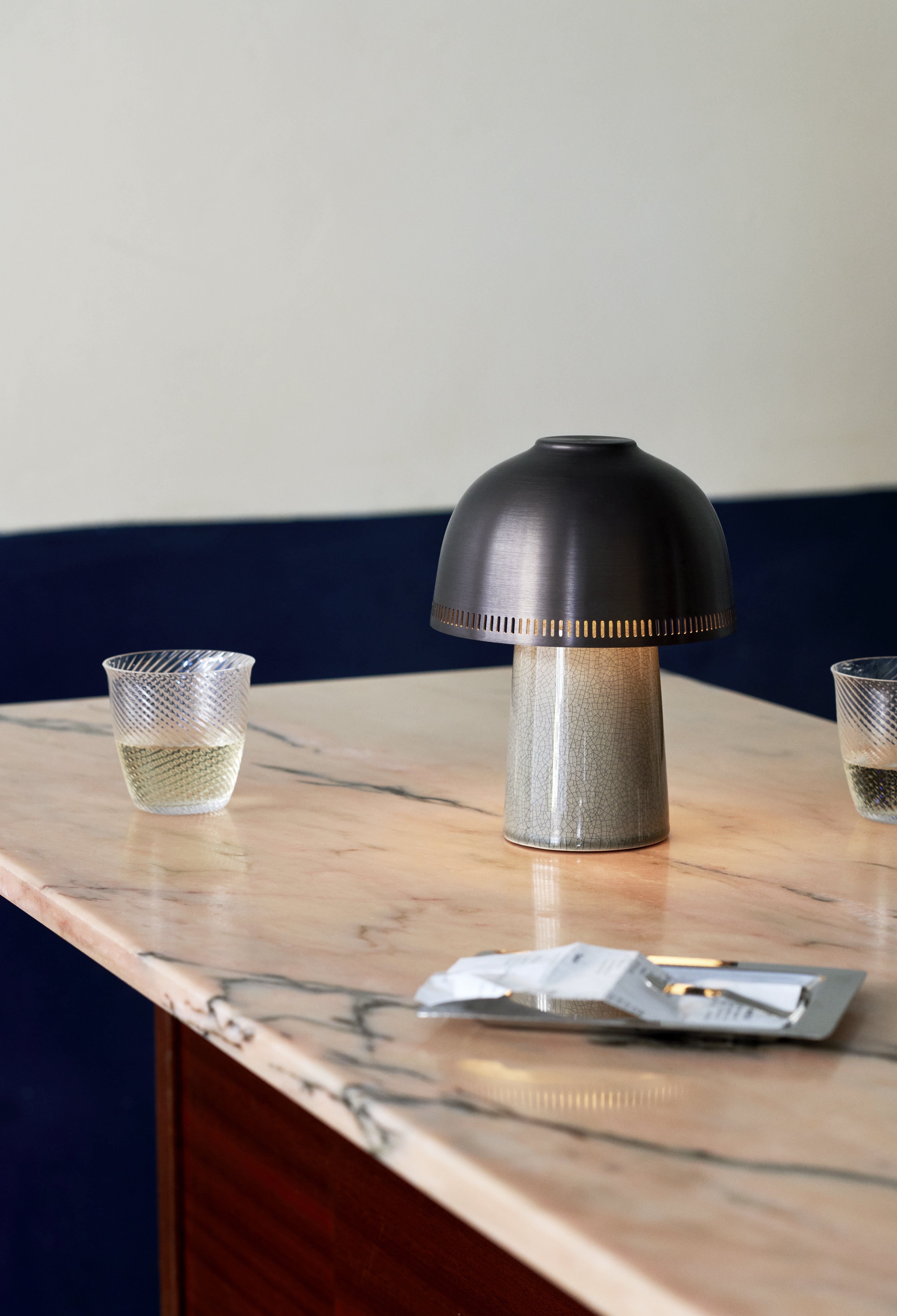 Lampa przenośna RAKU SH8 brązowy klosz z beżową podstawą