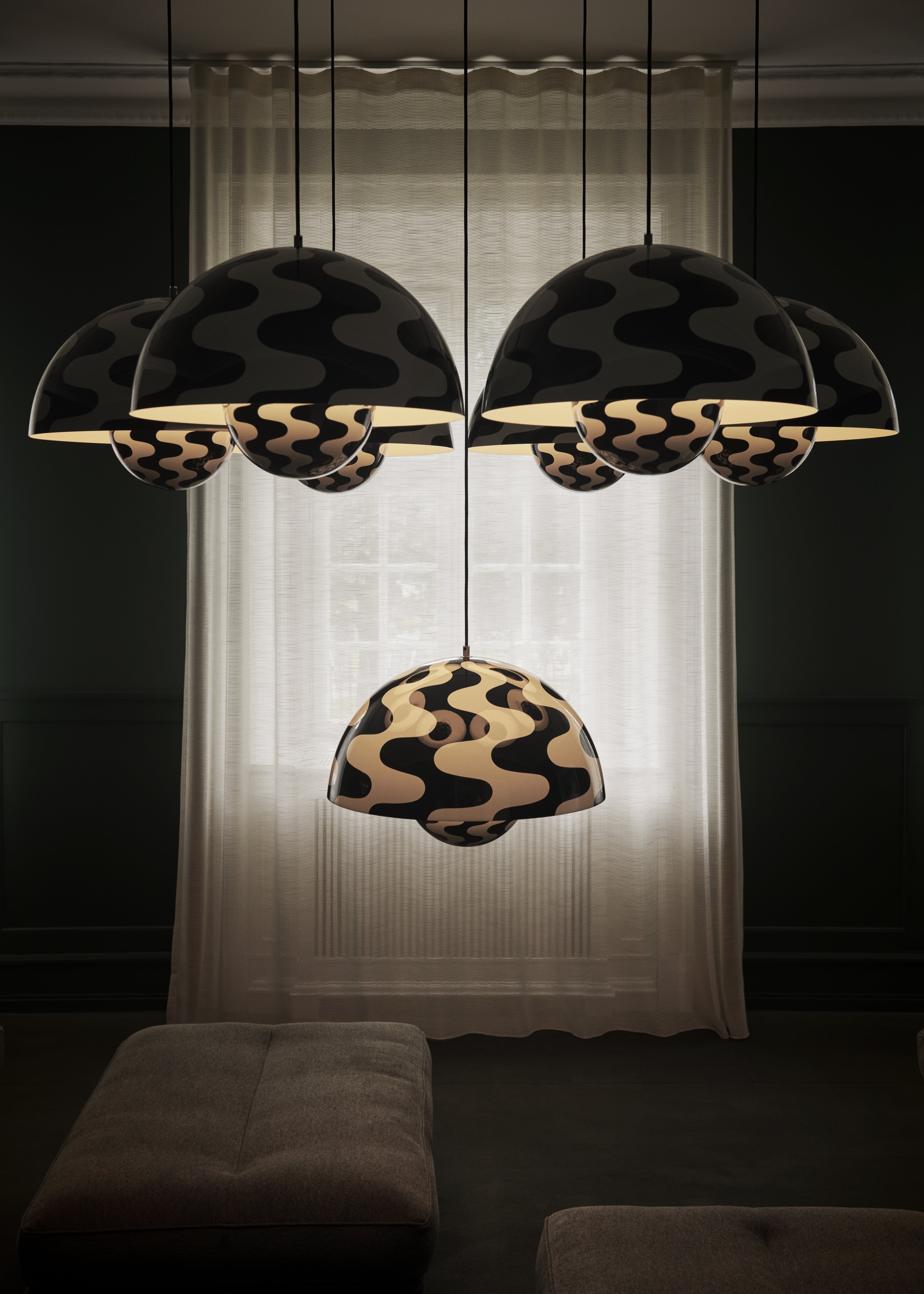Lampa wisząca FLOWERPOT VP2 biało-czarny wzór
