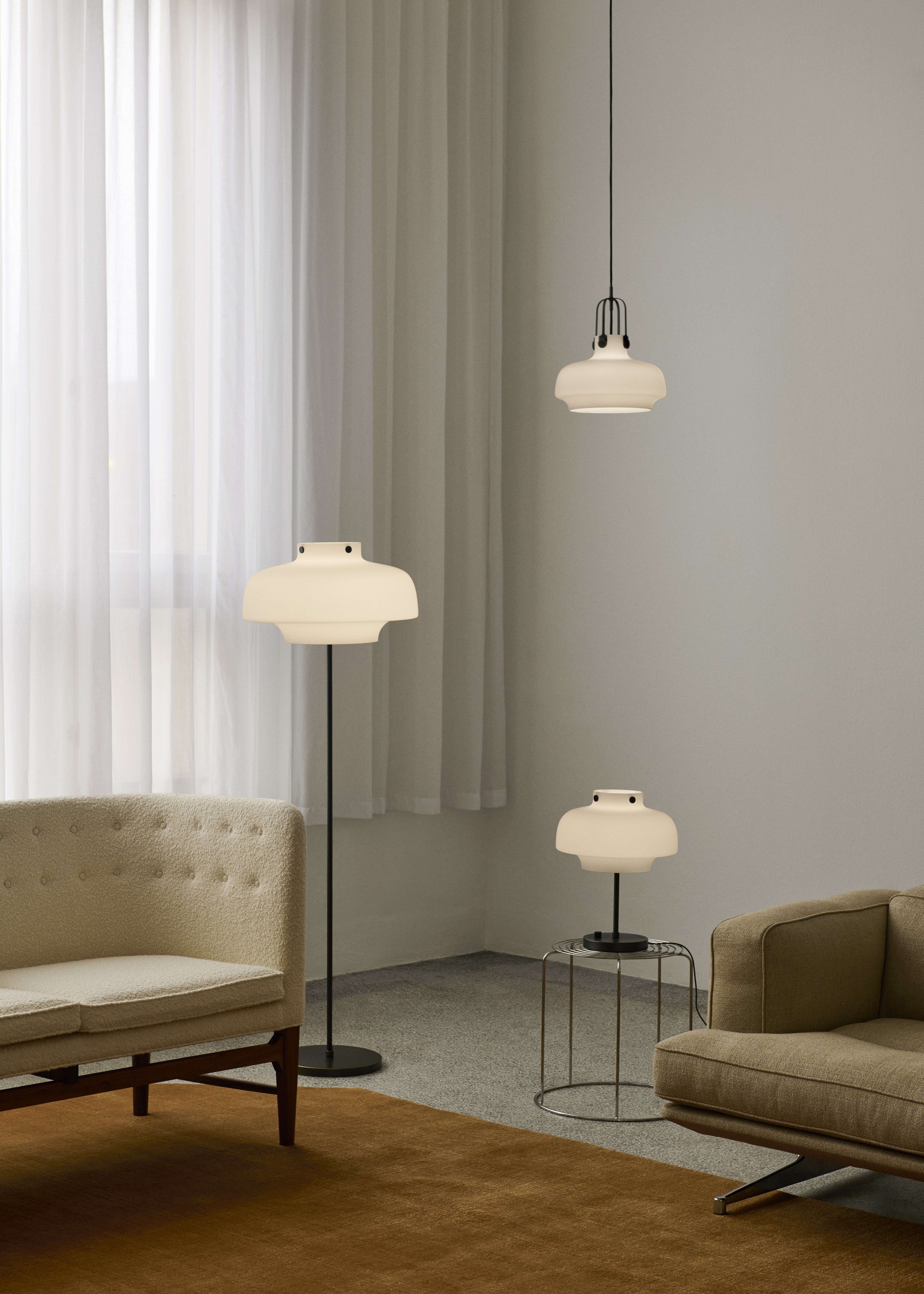 Lampa wisząca COPENHAGEN opalowy klosz z brązowym wykończeniem