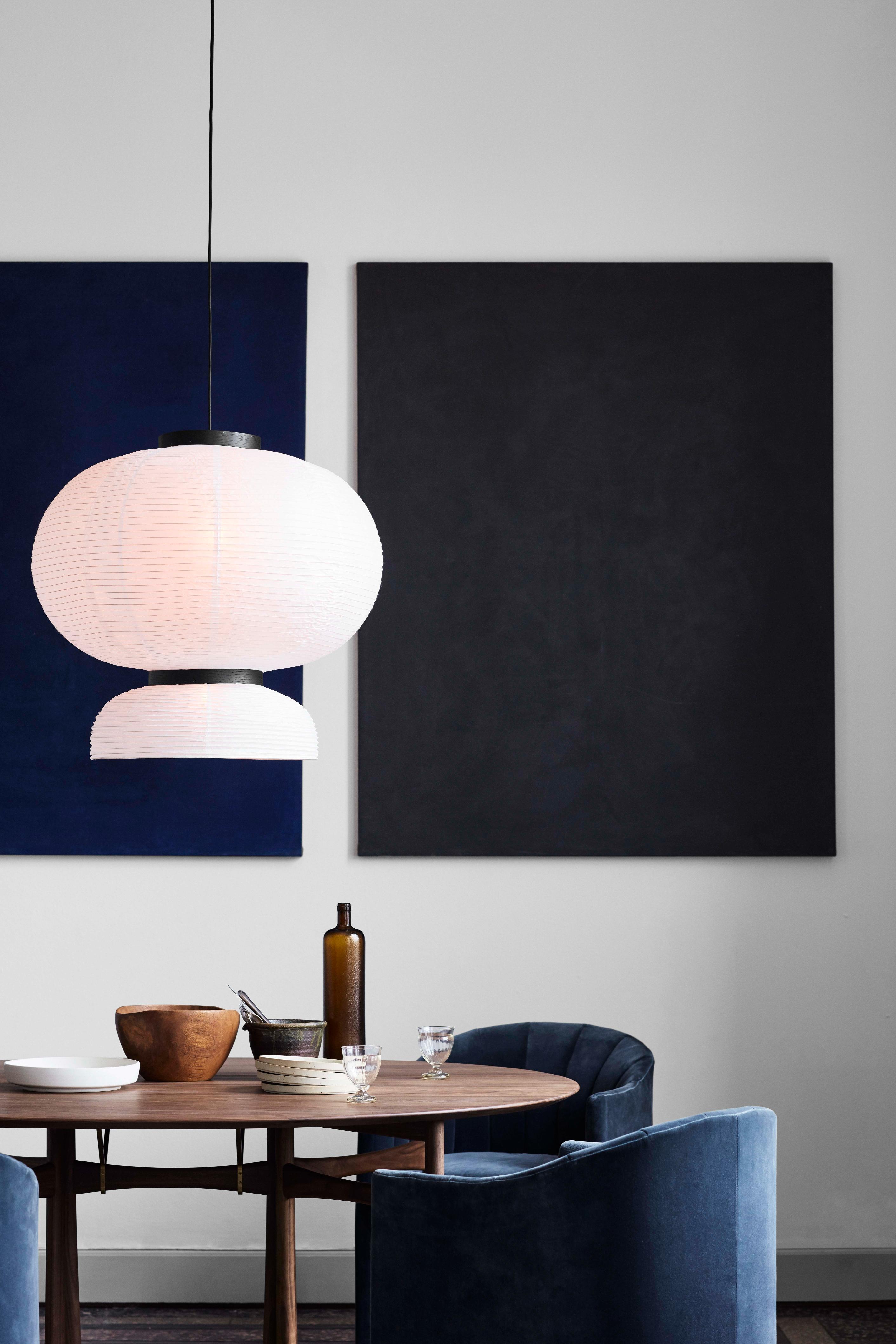 Lampa wisząca FORMAKAMI JH5 biały papierowy klosz z czarnym dębowym wykończeniem