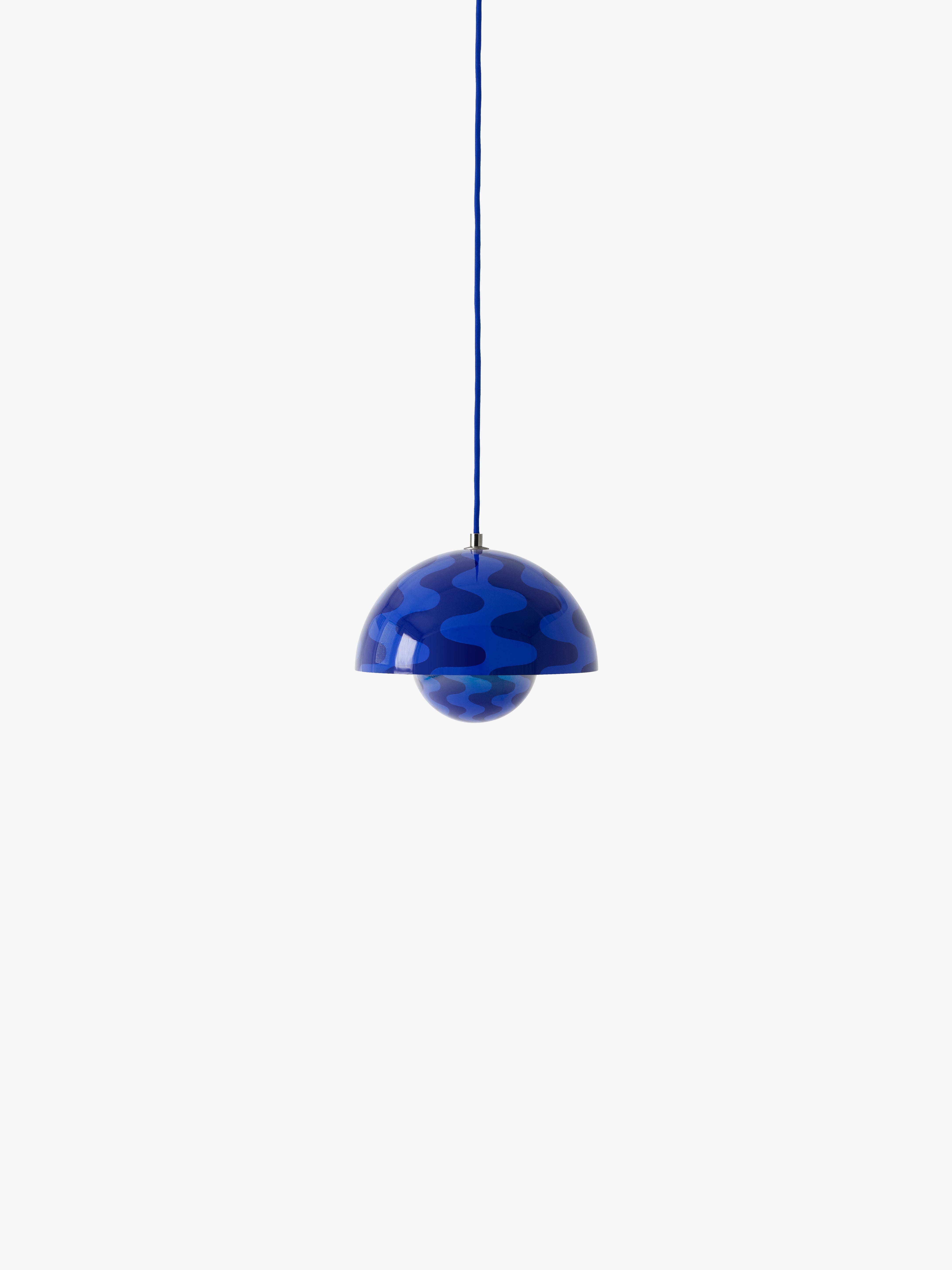 Lampa wisząca FLOWERPOT niebiesko-granatowy wzór