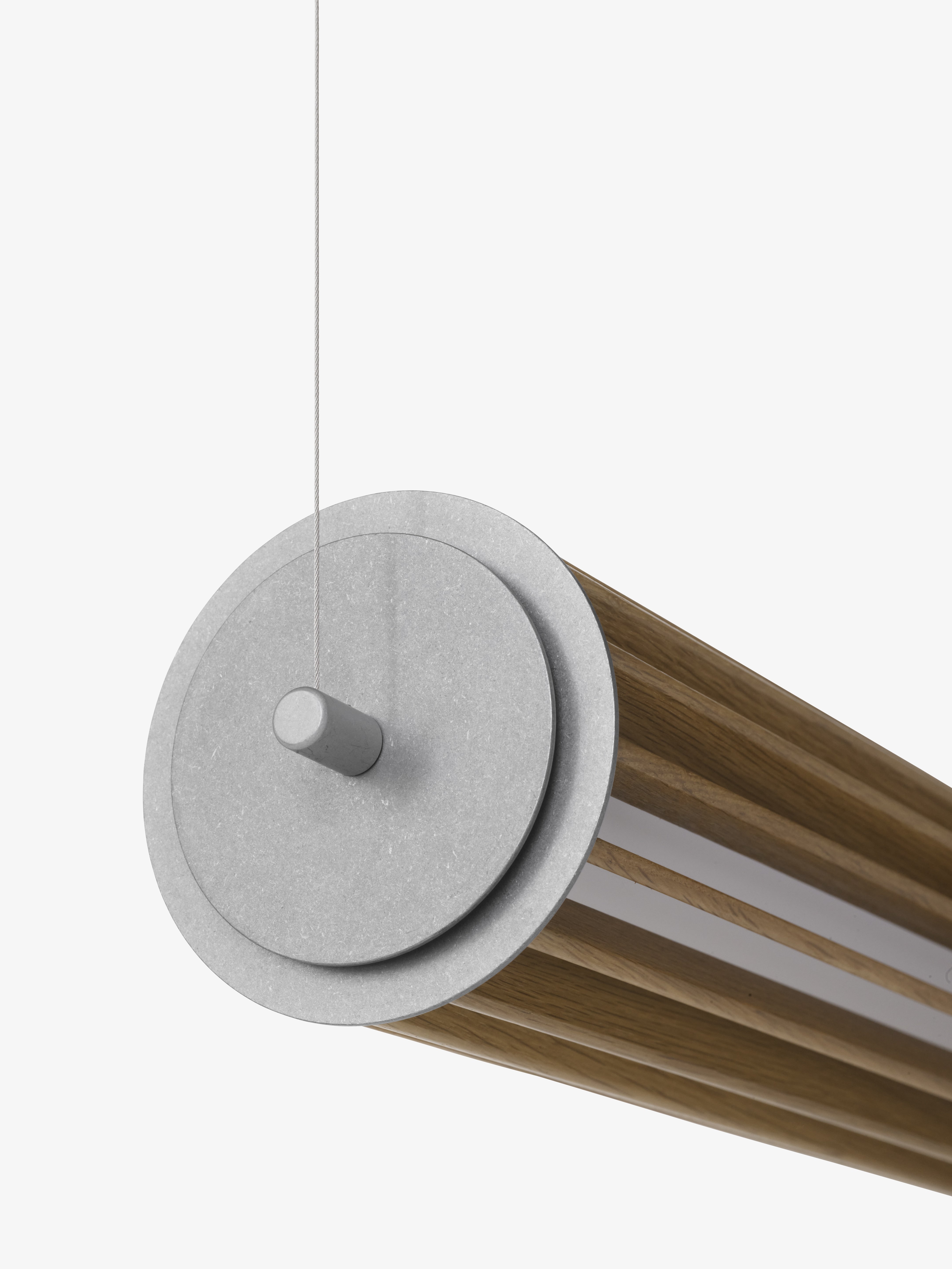 Lampa wisząca NUMBRA TY1 aluminium z drewnem dębowym