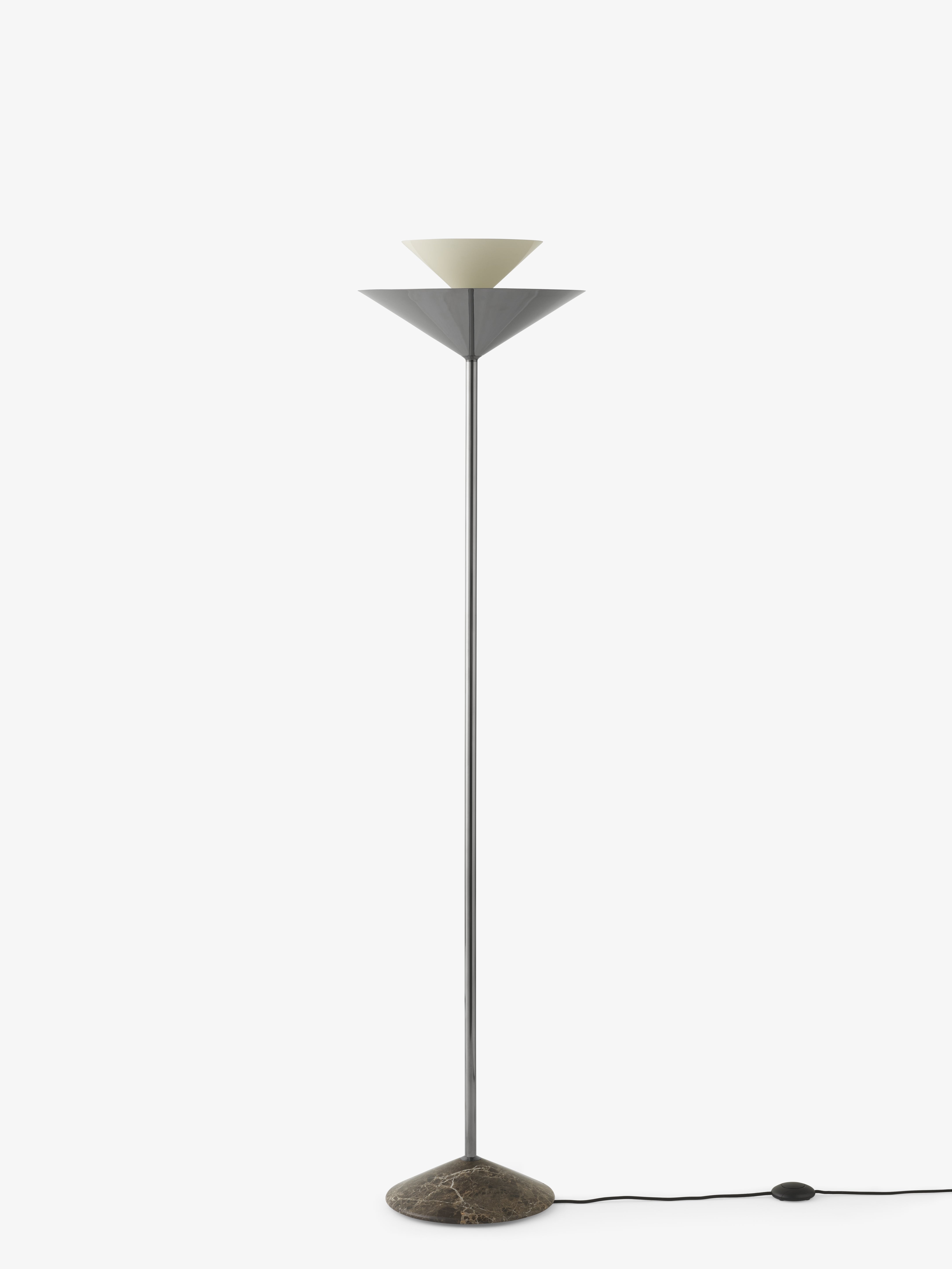 Lampa podłogowa GIO LN28 chromowany z brązową marmurową podstawą