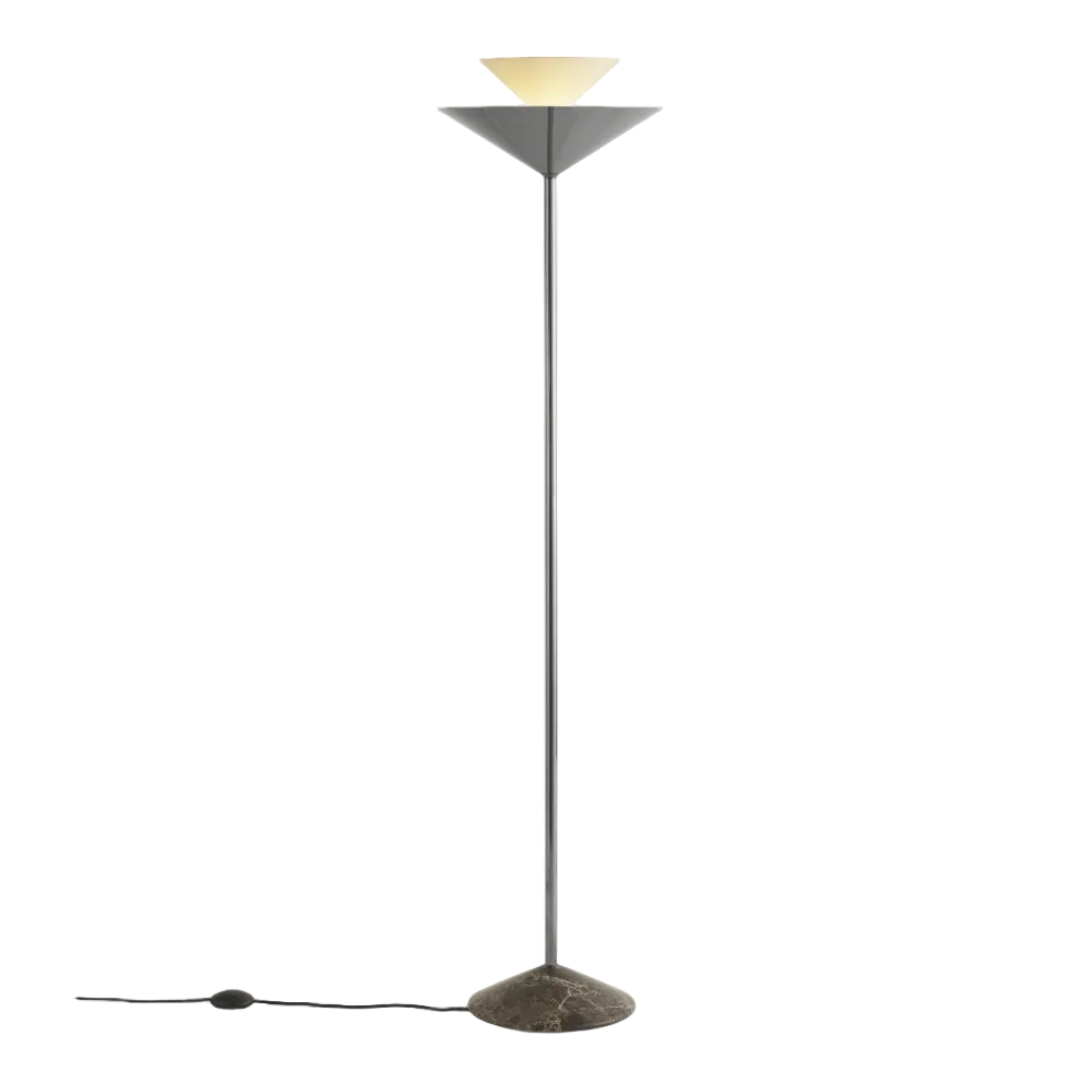 Lampa podłogowa GIO LN28 chromowany z brązową marmurową podstawą