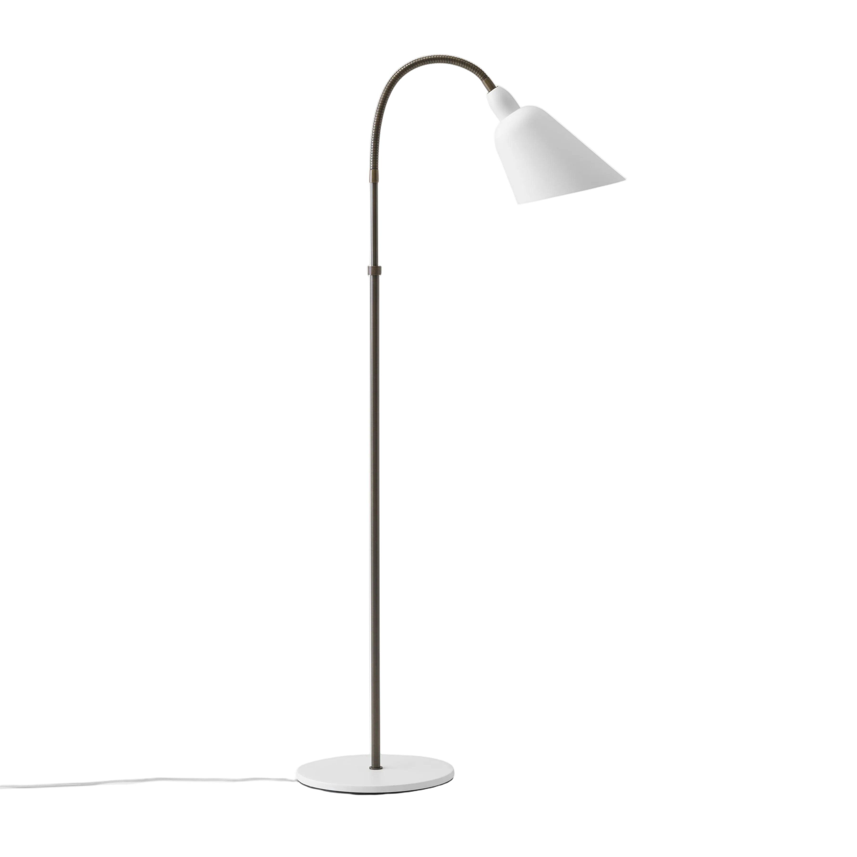 Lampa podłogowa BELLEVUE AJ7 biały z brązowioną mosiężną podstawą