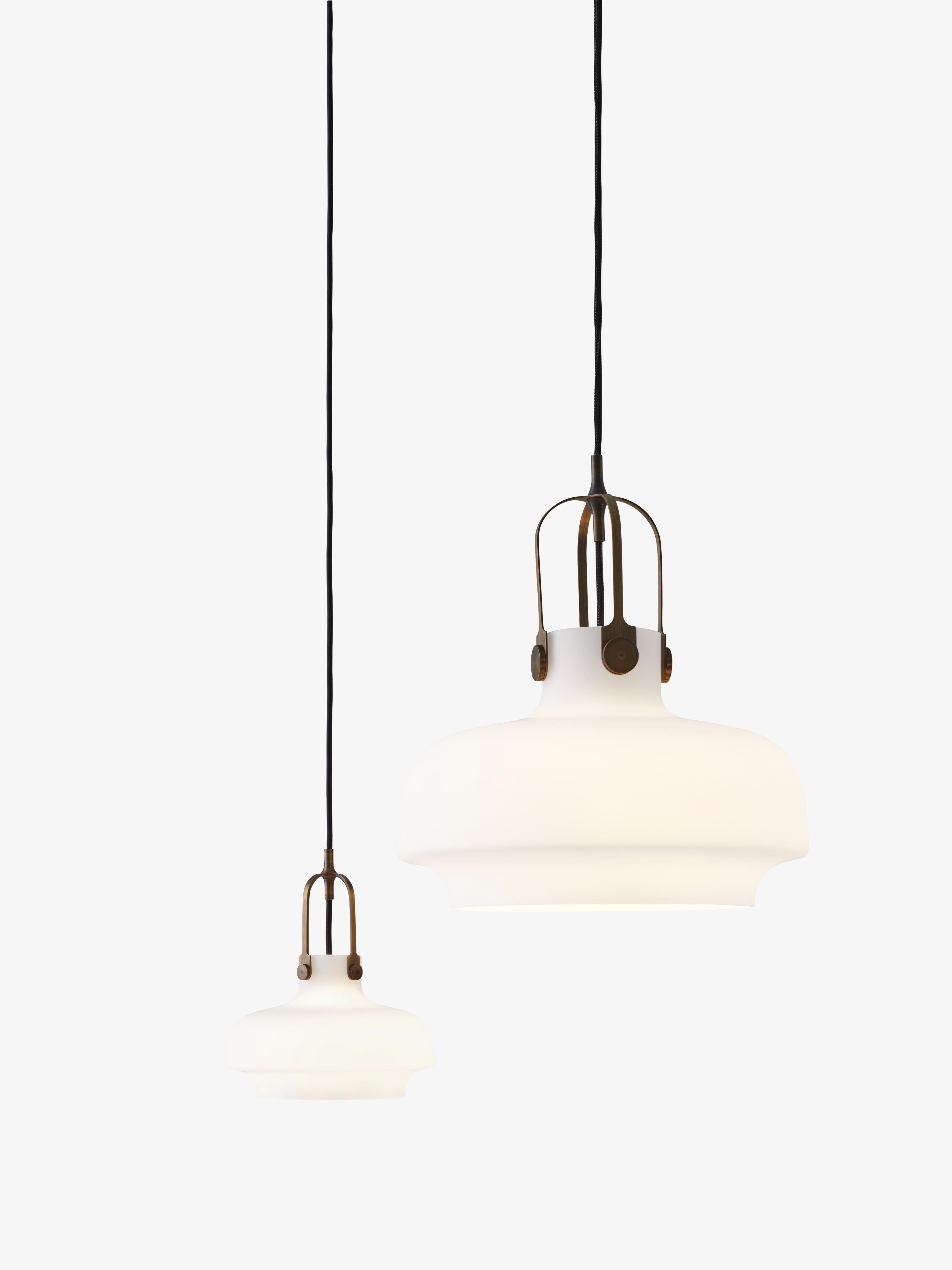 Lampa wisząca COPENHAGEN opalowy klosz z brązowym wykończeniem