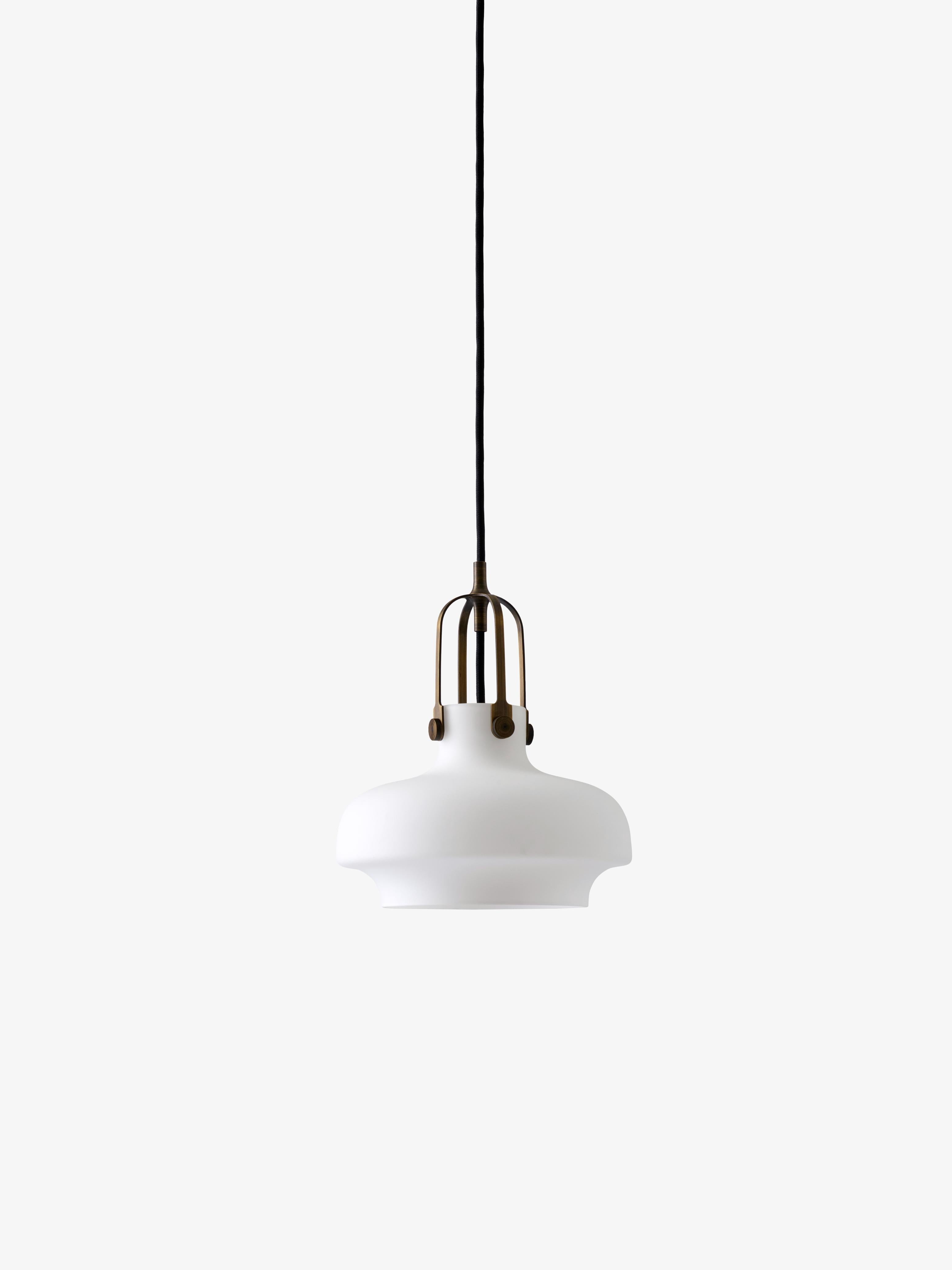 Lampa wisząca COPENHAGEN opalowy klosz z brązowym wykończeniem
