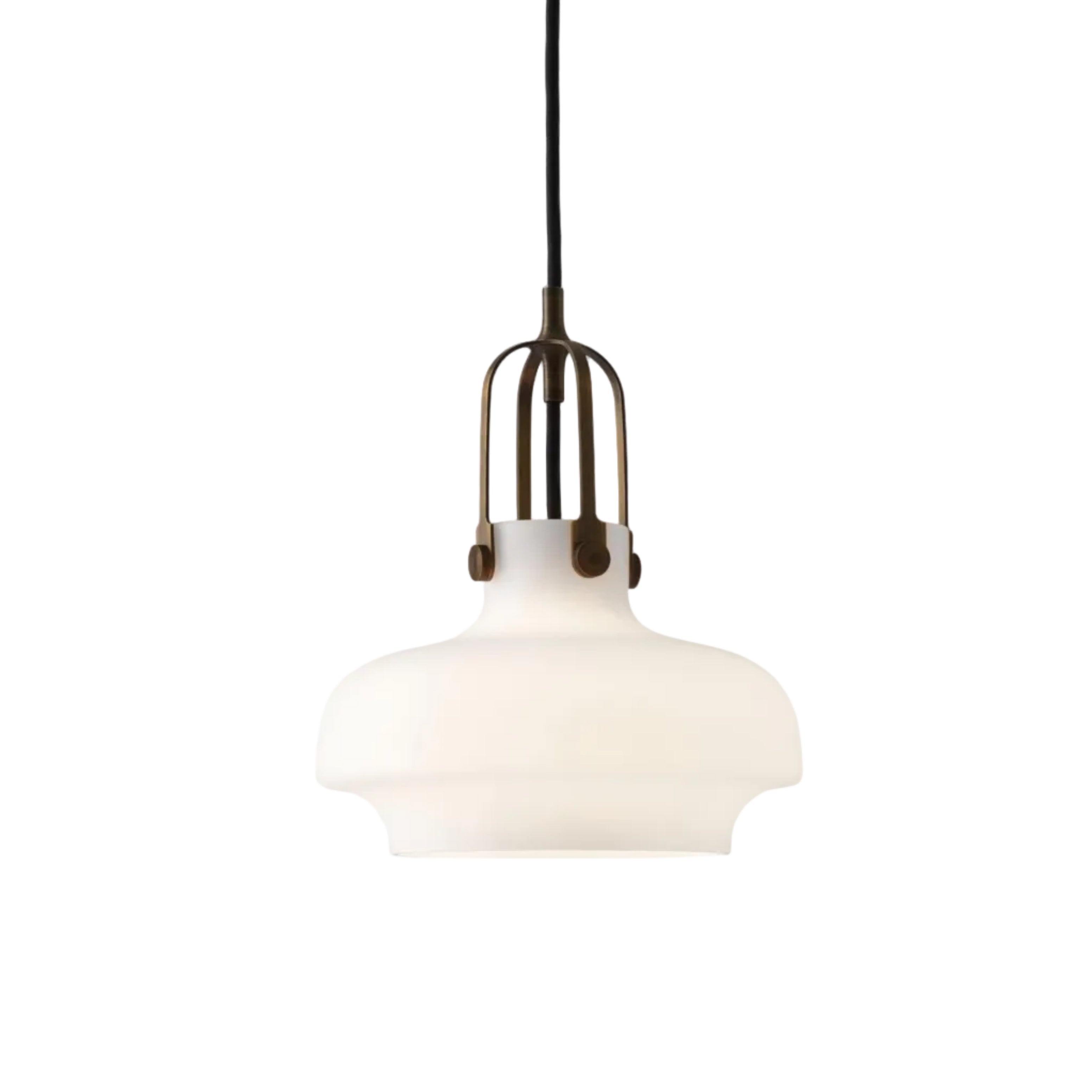 Lampa wisząca COPENHAGEN opalowy klosz z brązowym wykończeniem