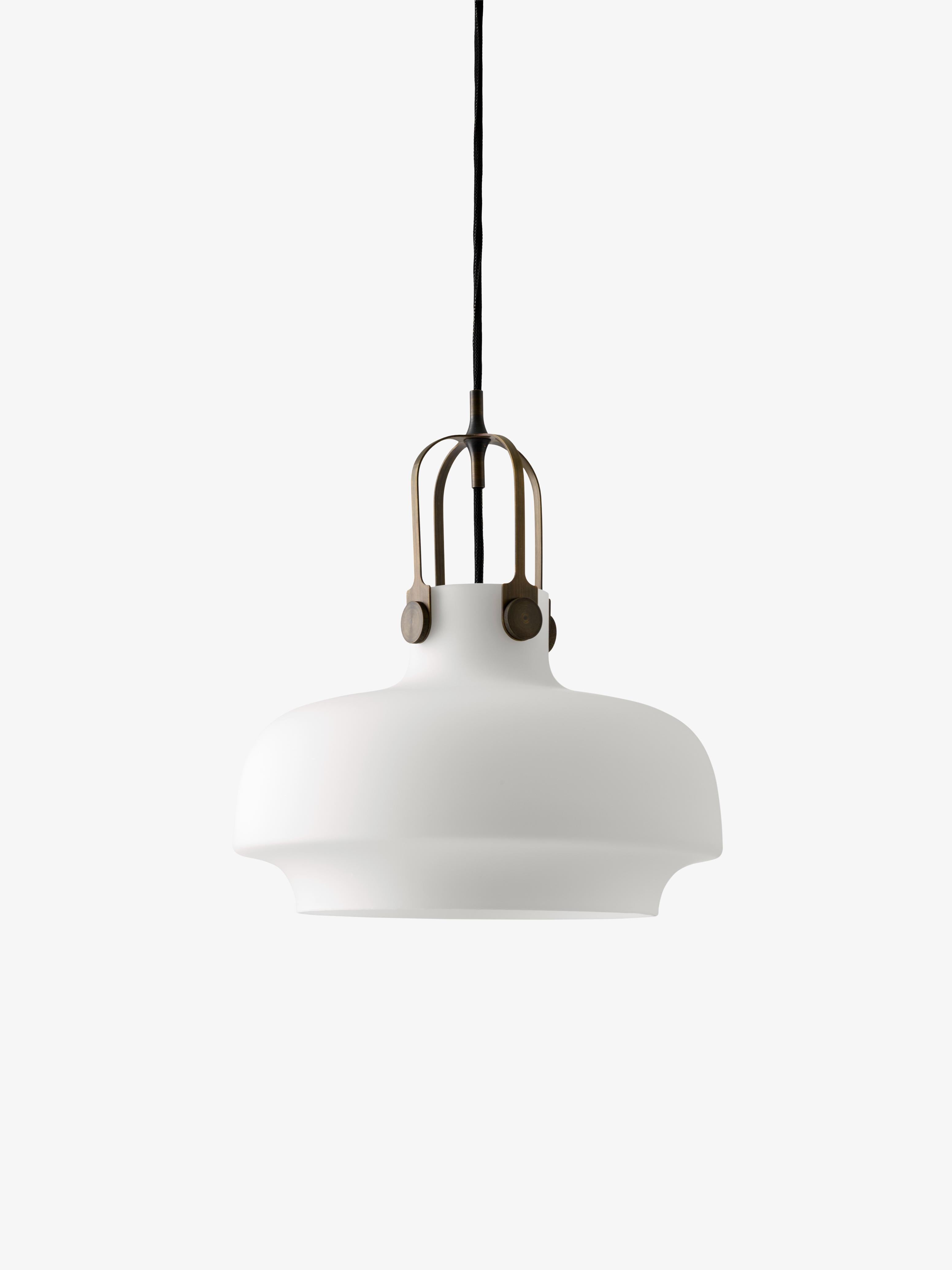 Lampa wisząca COPENHAGEN opalowy klosz z brązowym wykończeniem