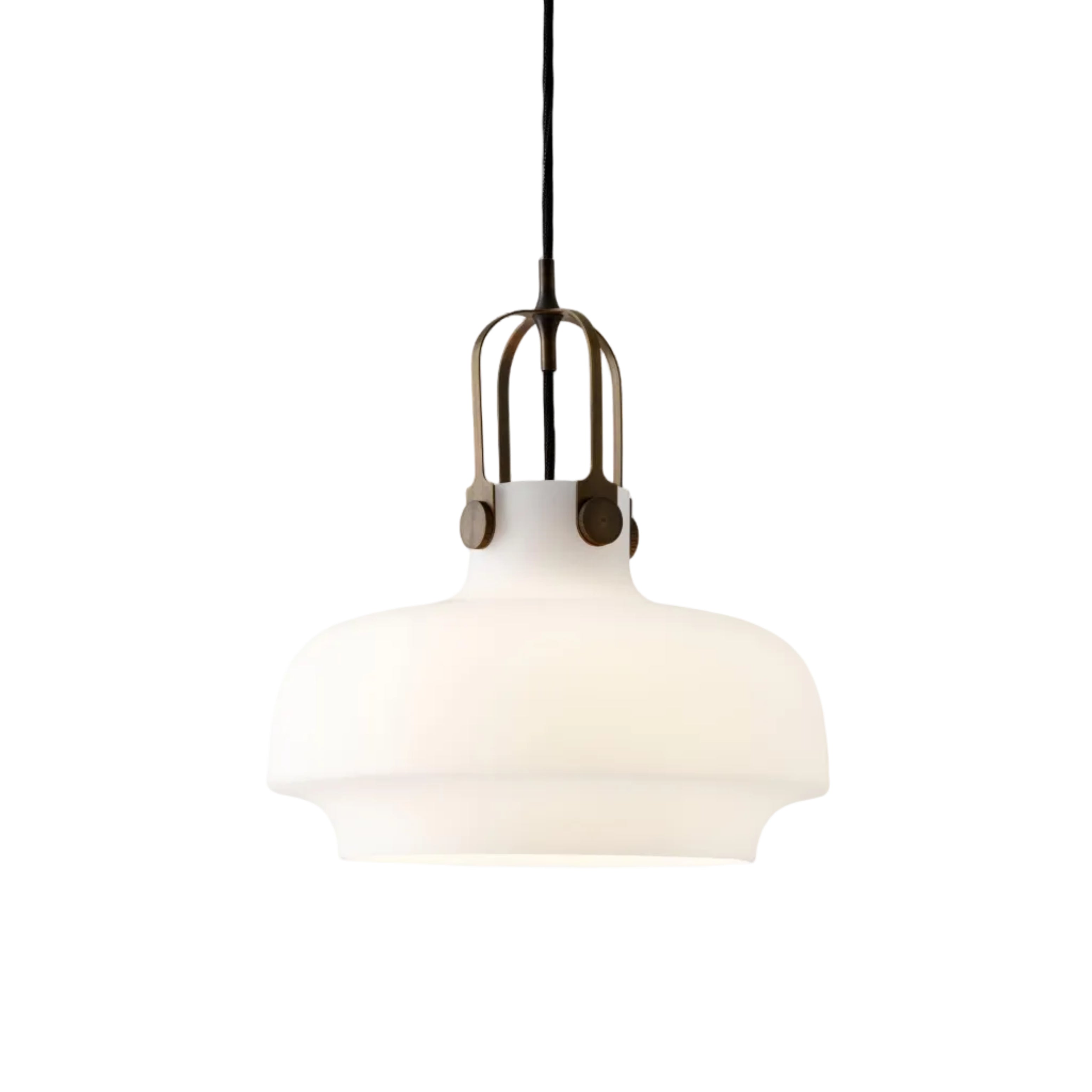Lampa wisząca COPENHAGEN opalowy klosz z brązowym wykończeniem
