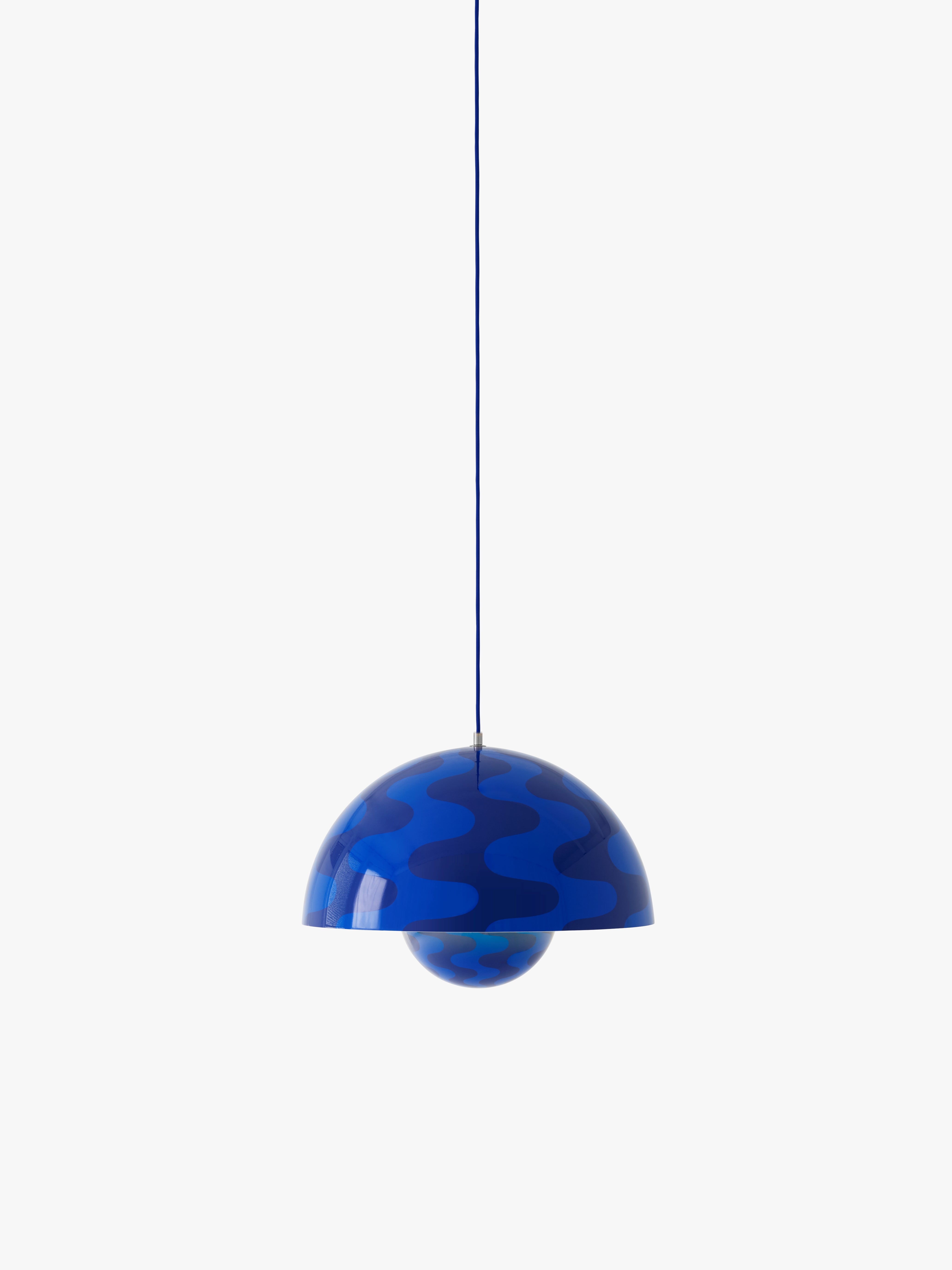 Lampa wisząca FLOWERPOT niebiesko-granatowy wzór