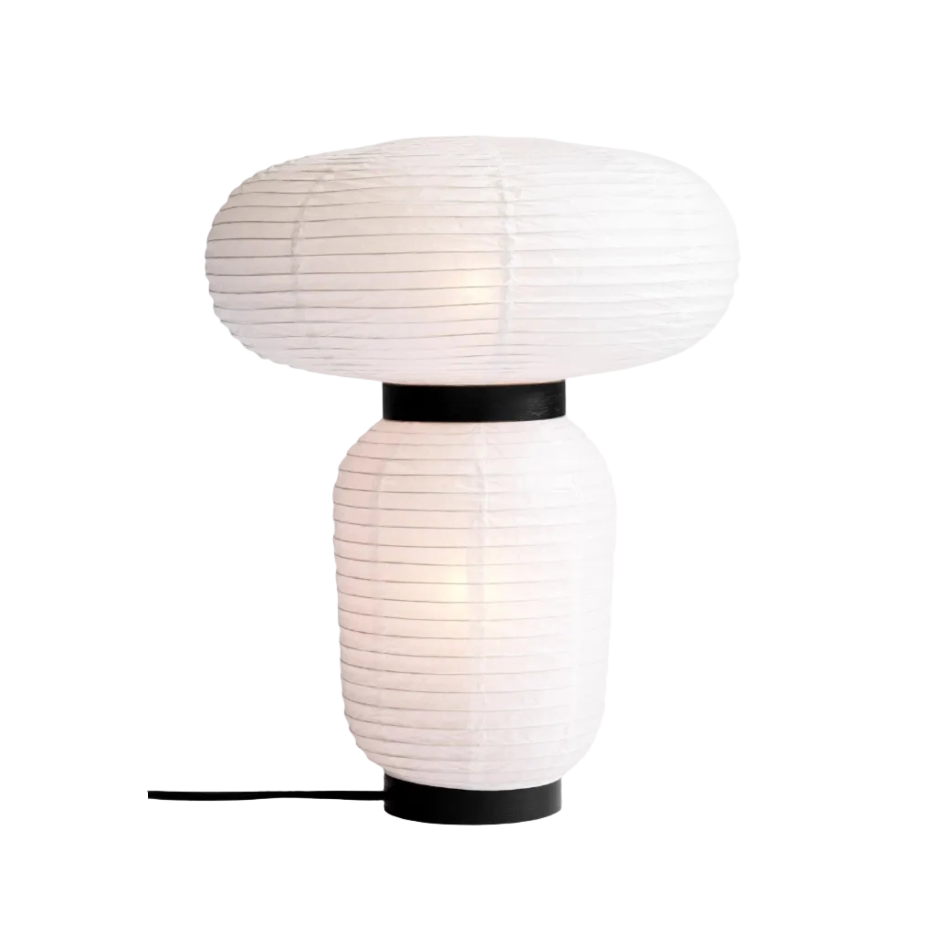 Lampa stołowa FORMAKAMI JH18 biały papierowy klosz z czarnym dębowym wykończeniem