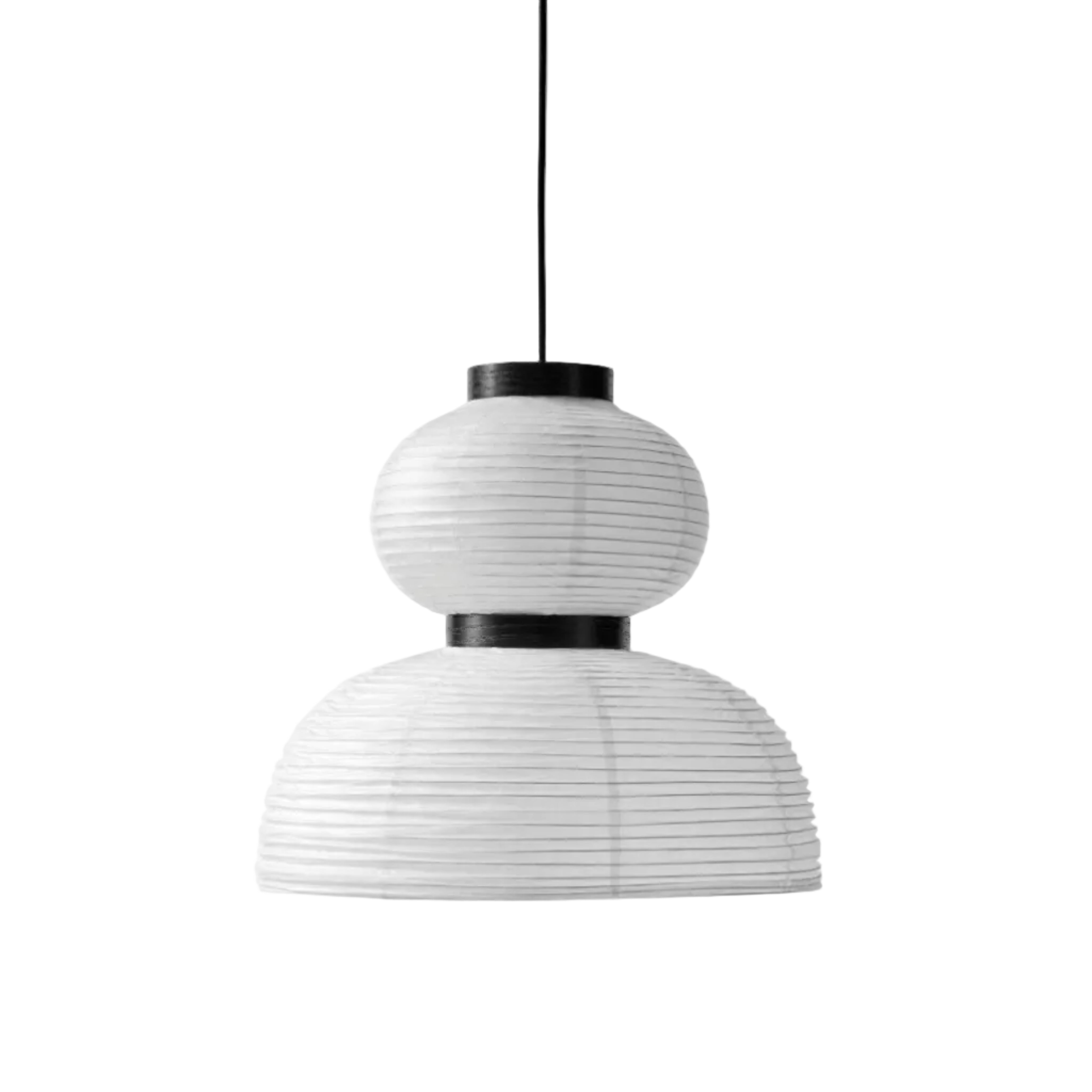 Lampa wisząca FORMAKAMI JH4 biały papierowy klosz z czarnym dębowym wykończeniem