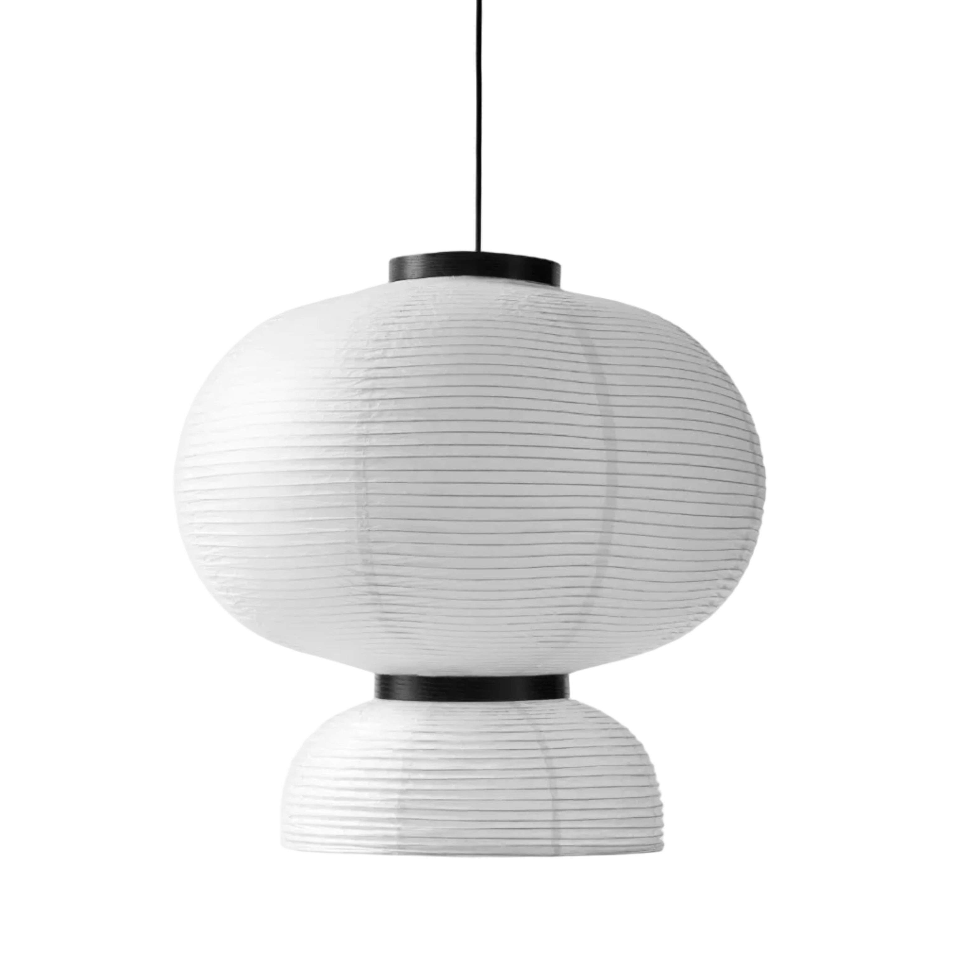 Lampa wisząca FORMAKAMI JH5 biały papierowy klosz z czarnym dębowym wykończeniem