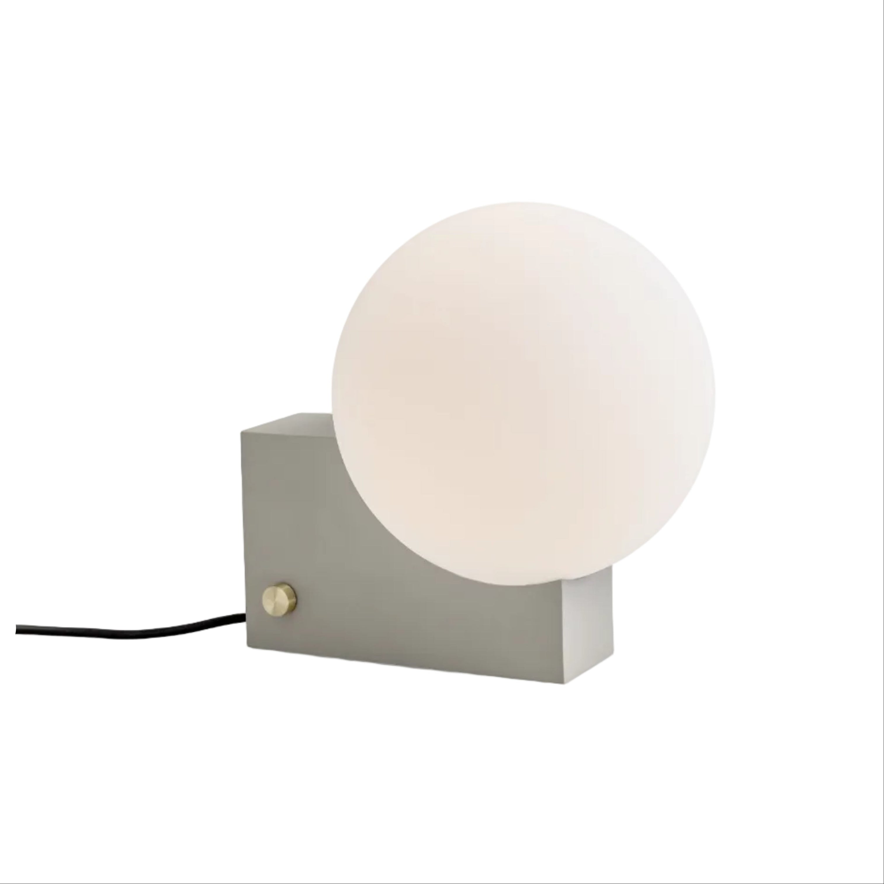 Lampa stołowa JOURNEY SH1 mleczny klosz z szarą podstawą