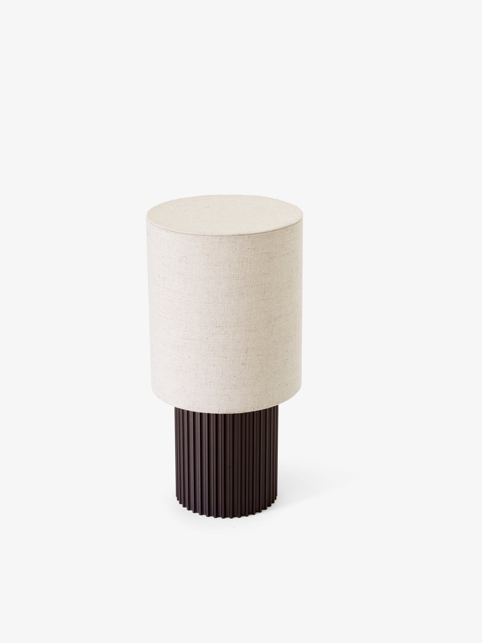 Lampa przenośna MANHATTAN materiałowy klosz z brązową podstawą