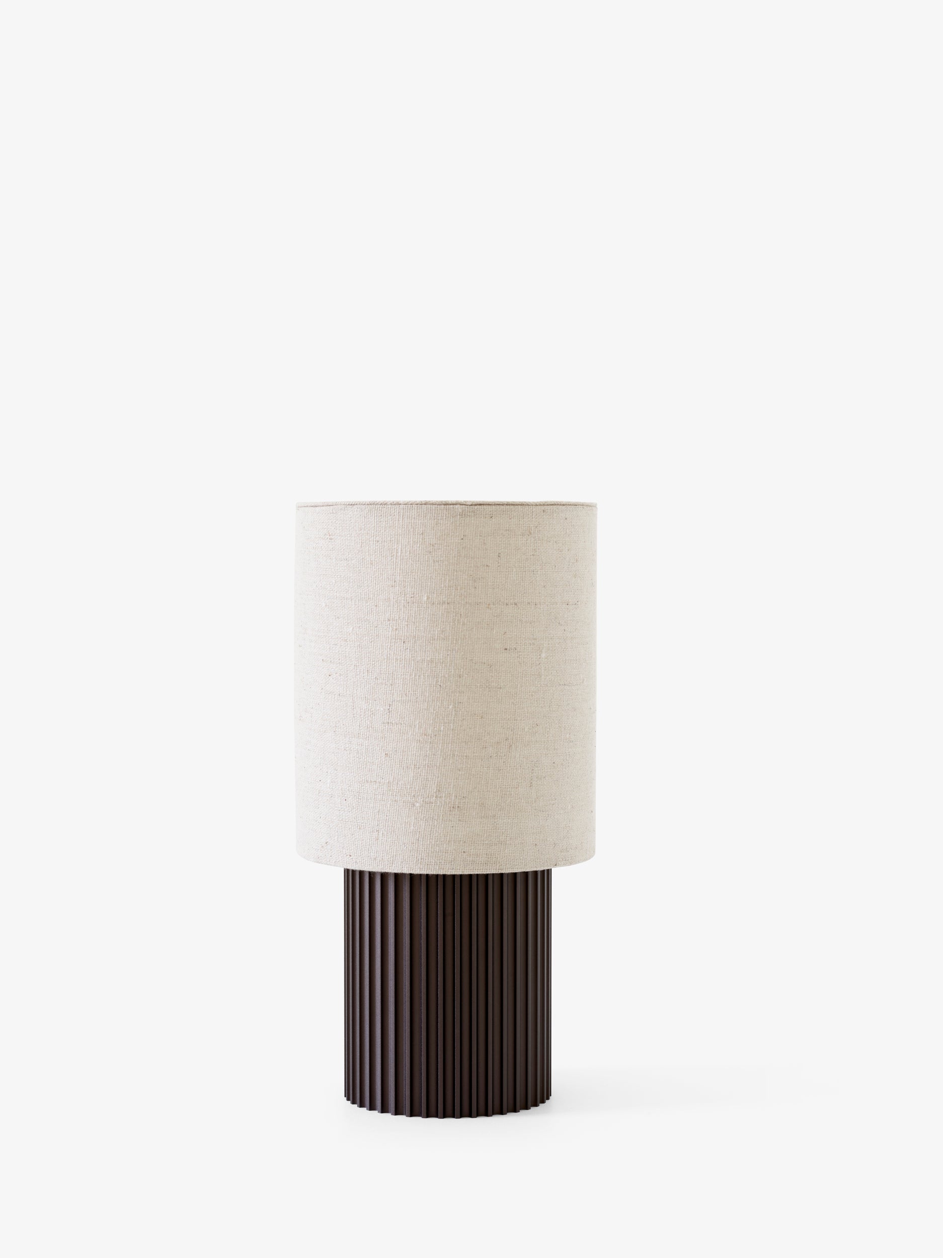 Lampa przenośna MANHATTAN materiałowy klosz z brązową podstawą