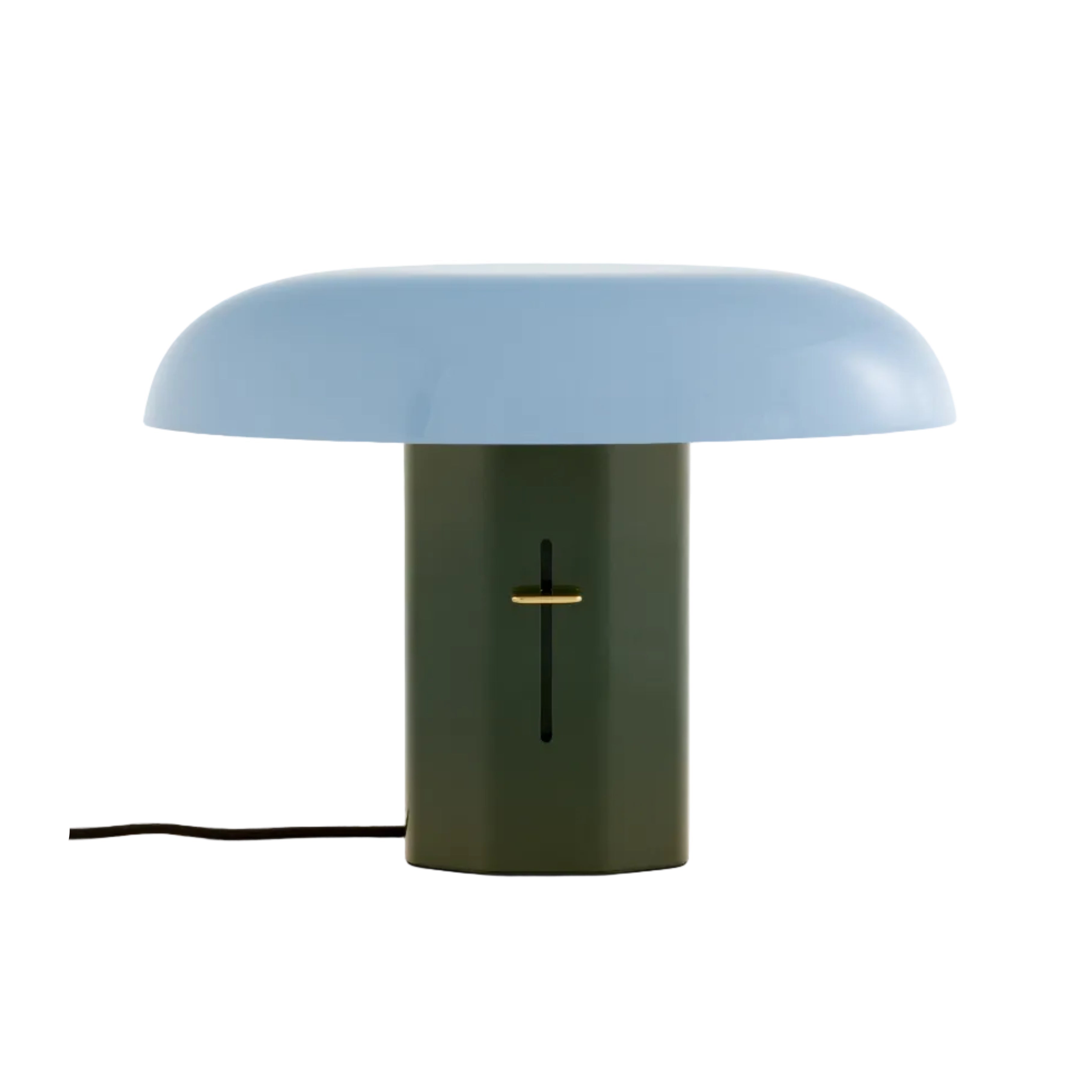 Lampa stołowa MONTERA JH42 błękitny klosz z ciemnozieloną podstawą