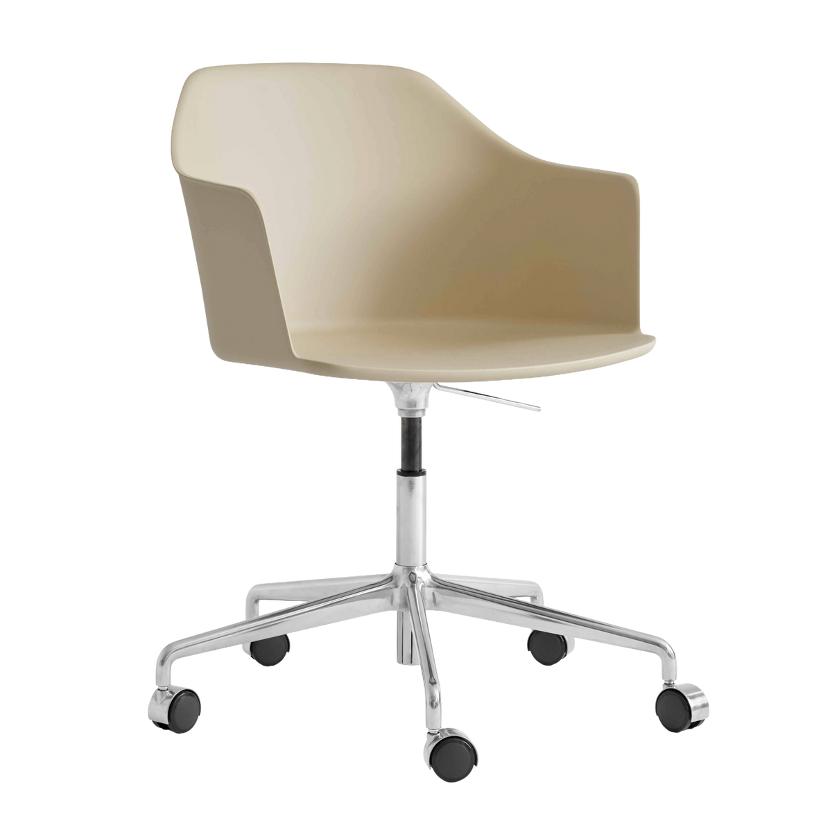 Fotel biurowy RELY HW53 piaskowy z aluminiową podstawą