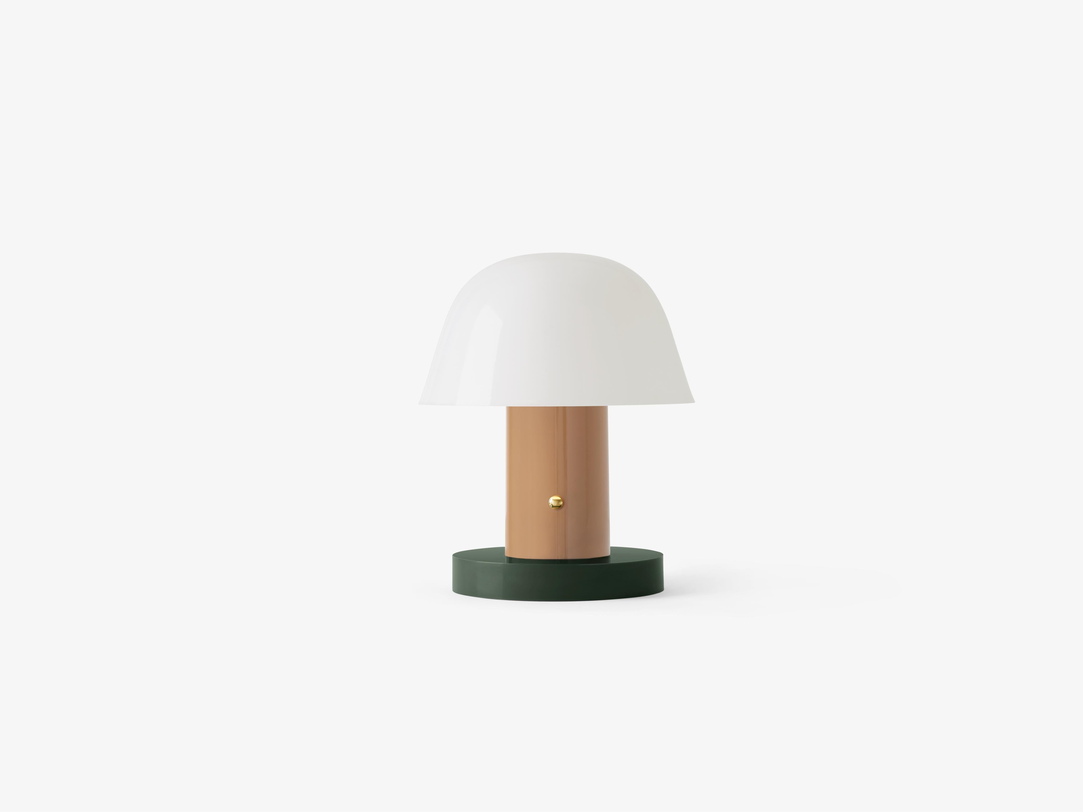 Lampa przenośna SETAGO JH27 kremowy klosz z beżowo-zieloną podstawą