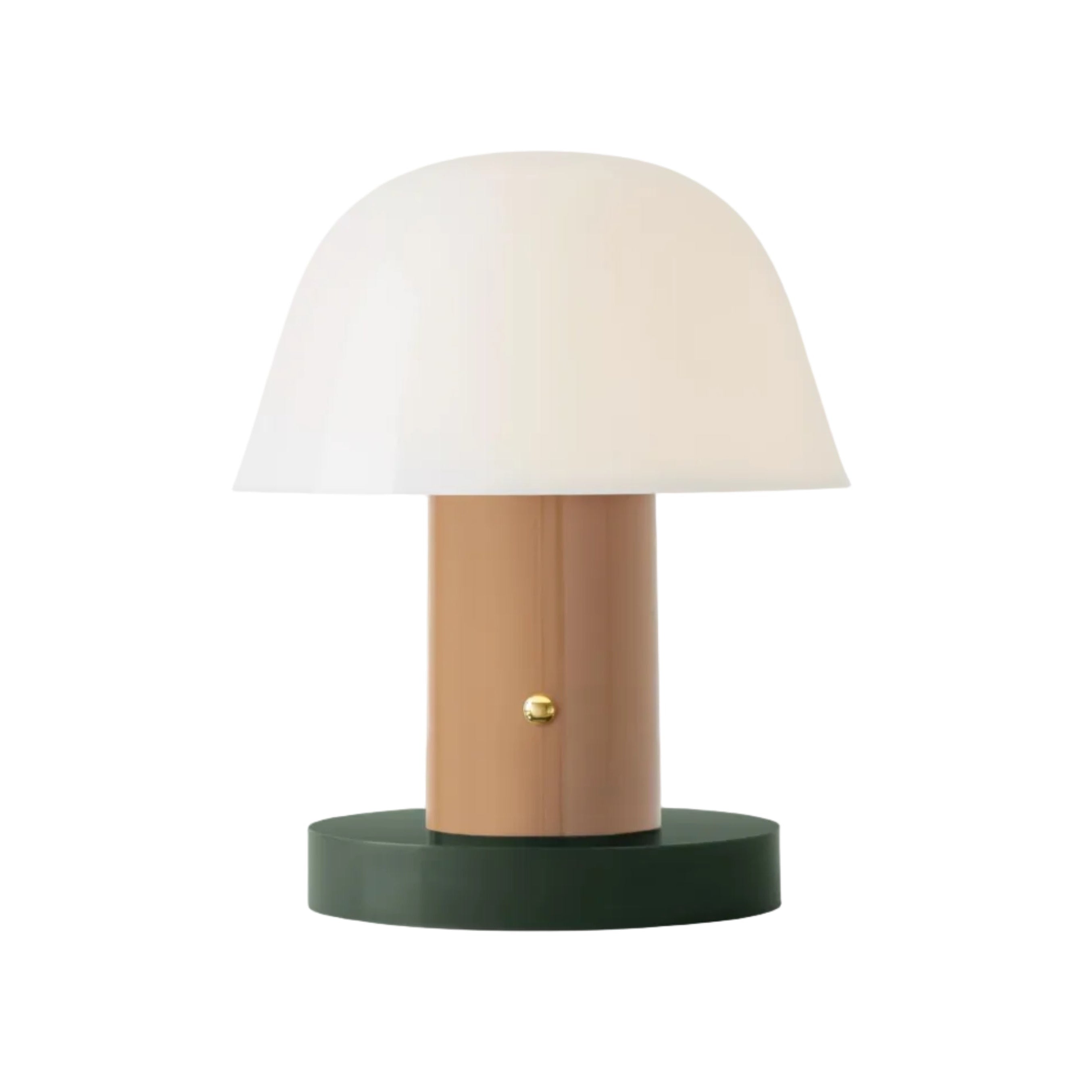 Lampa przenośna SETAGO JH27 kremowy klosz z beżowo-zieloną podstawą