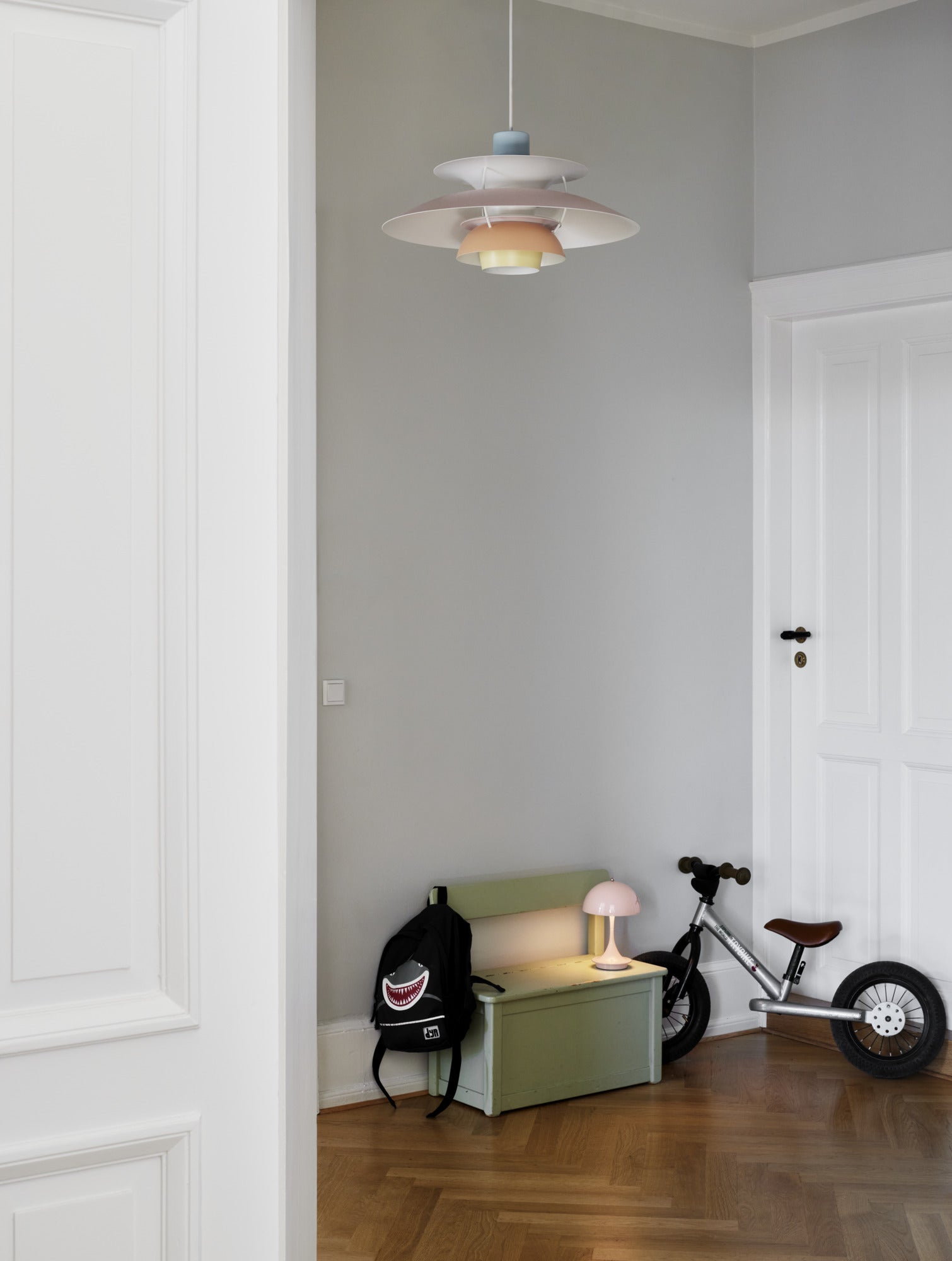 Lampa wisząca PH 5 pastelowy niebieski z różowym i brzoskwiniowym