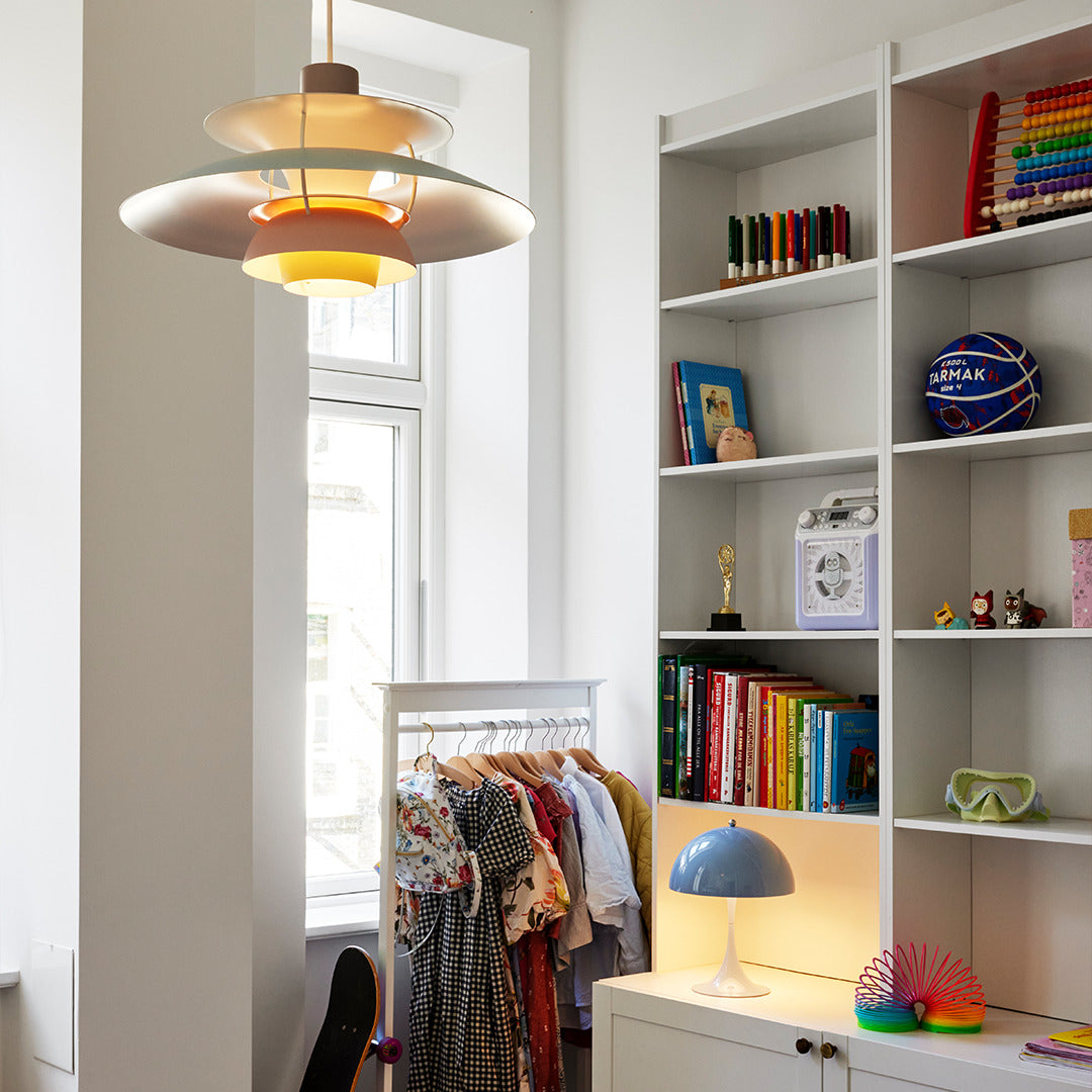 Lampa wisząca PH 5 pastelowy ostrygowy z błękitnym i różowym