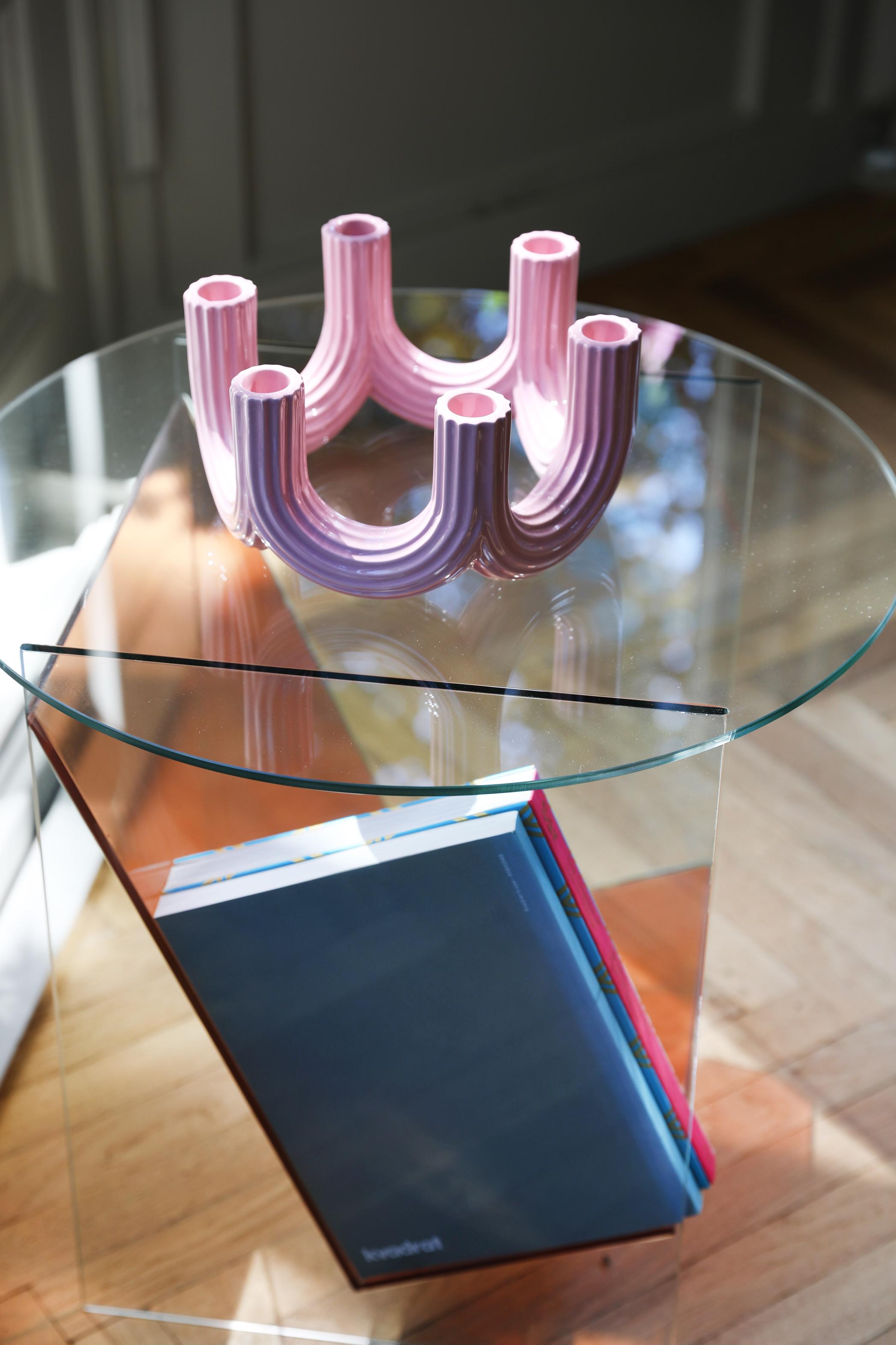 Świecznik sześcioramienny CHURROS różowy