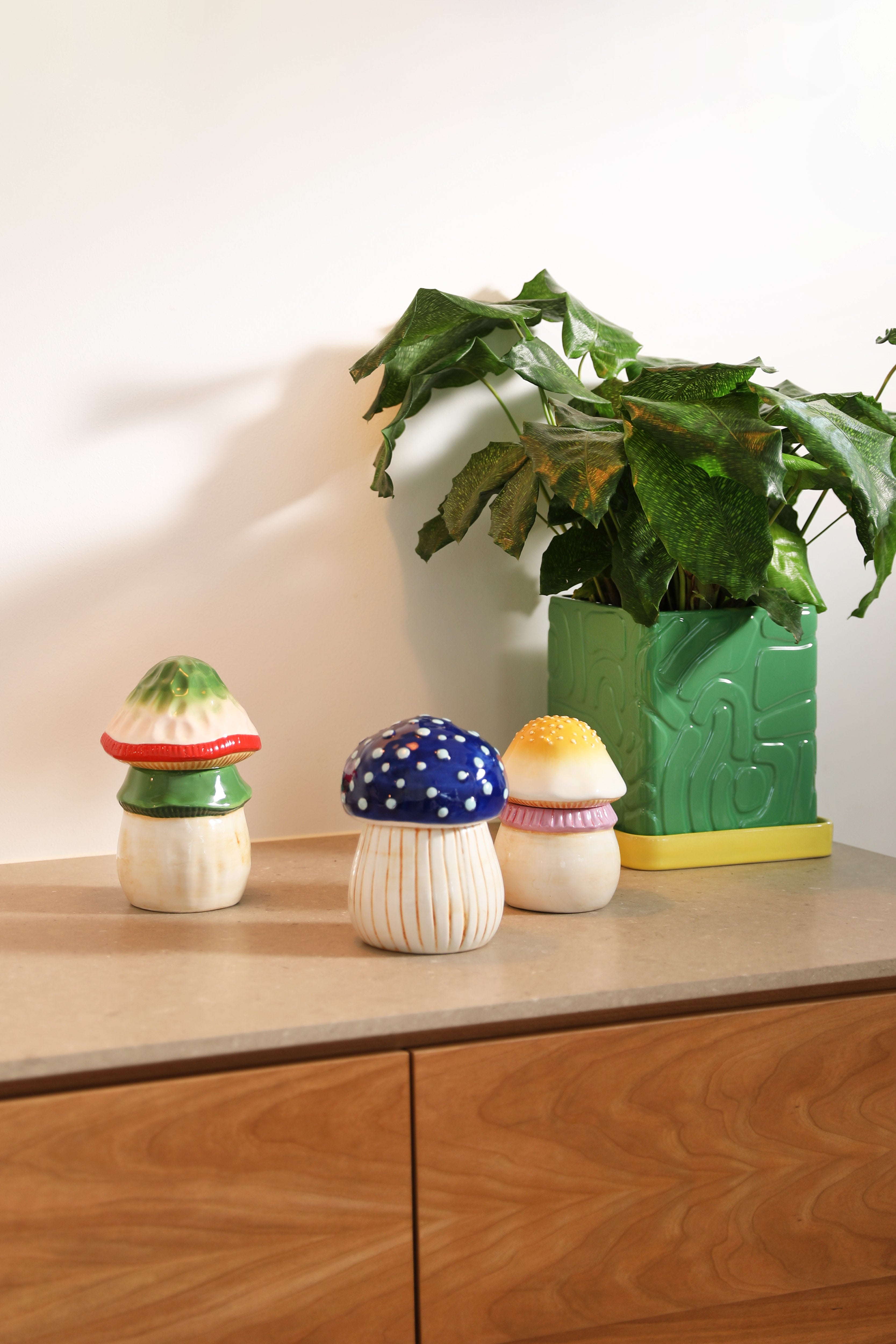 Pojemnik MAGIC MUSHROOM beżowy z pomarańczowym i różowym