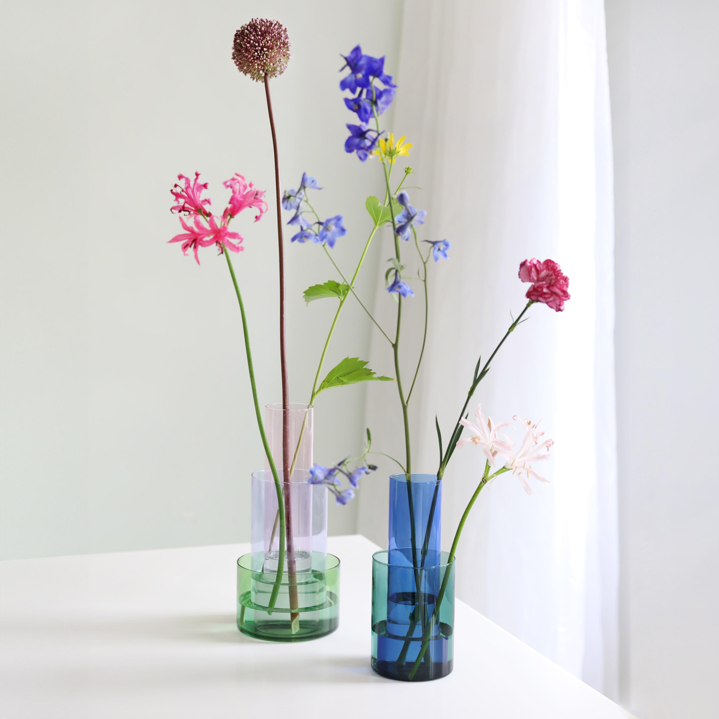 Vase AMPHI rosa mit lila und grün