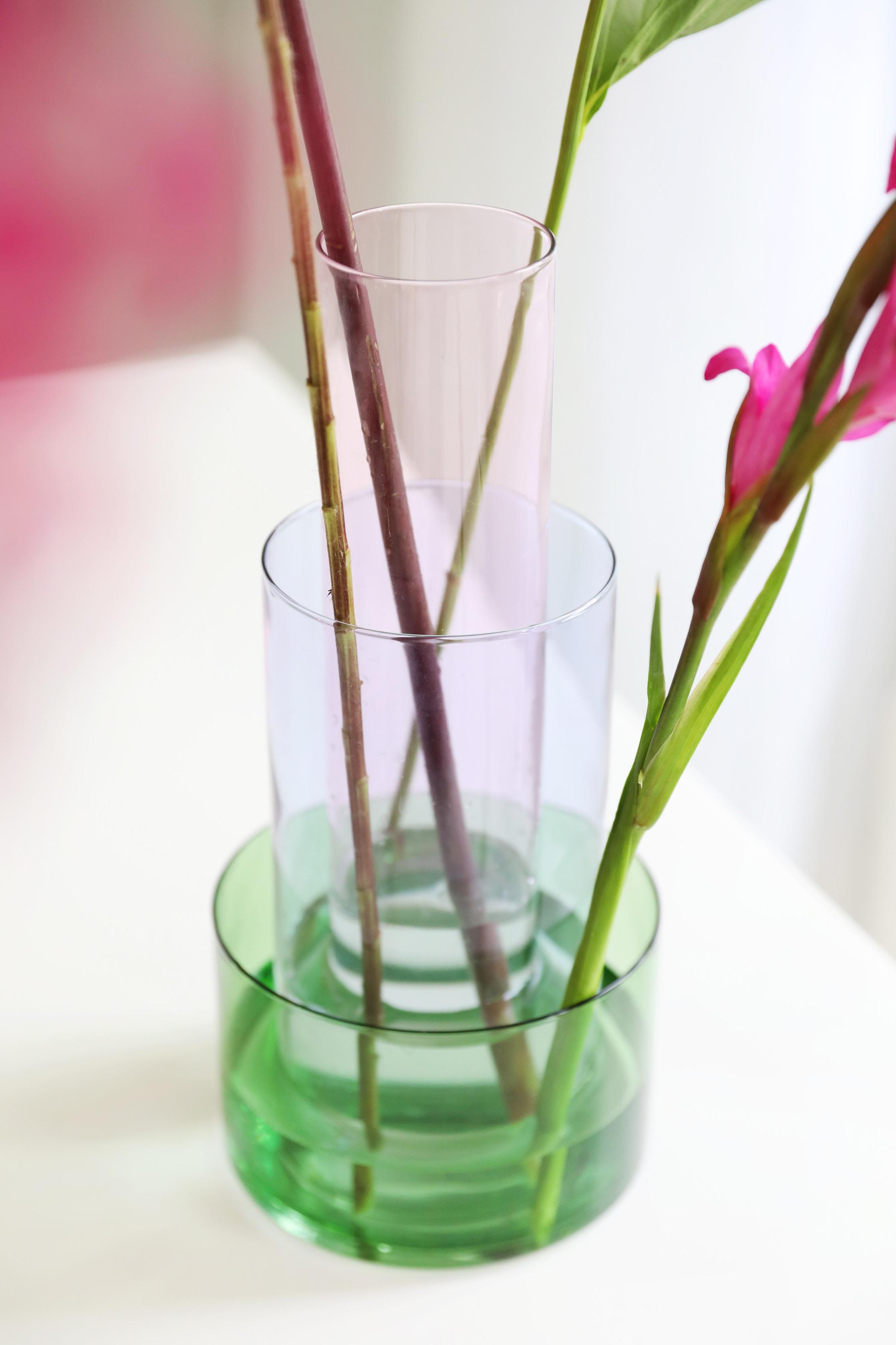 Vase AMPHI rosa mit lila und grün