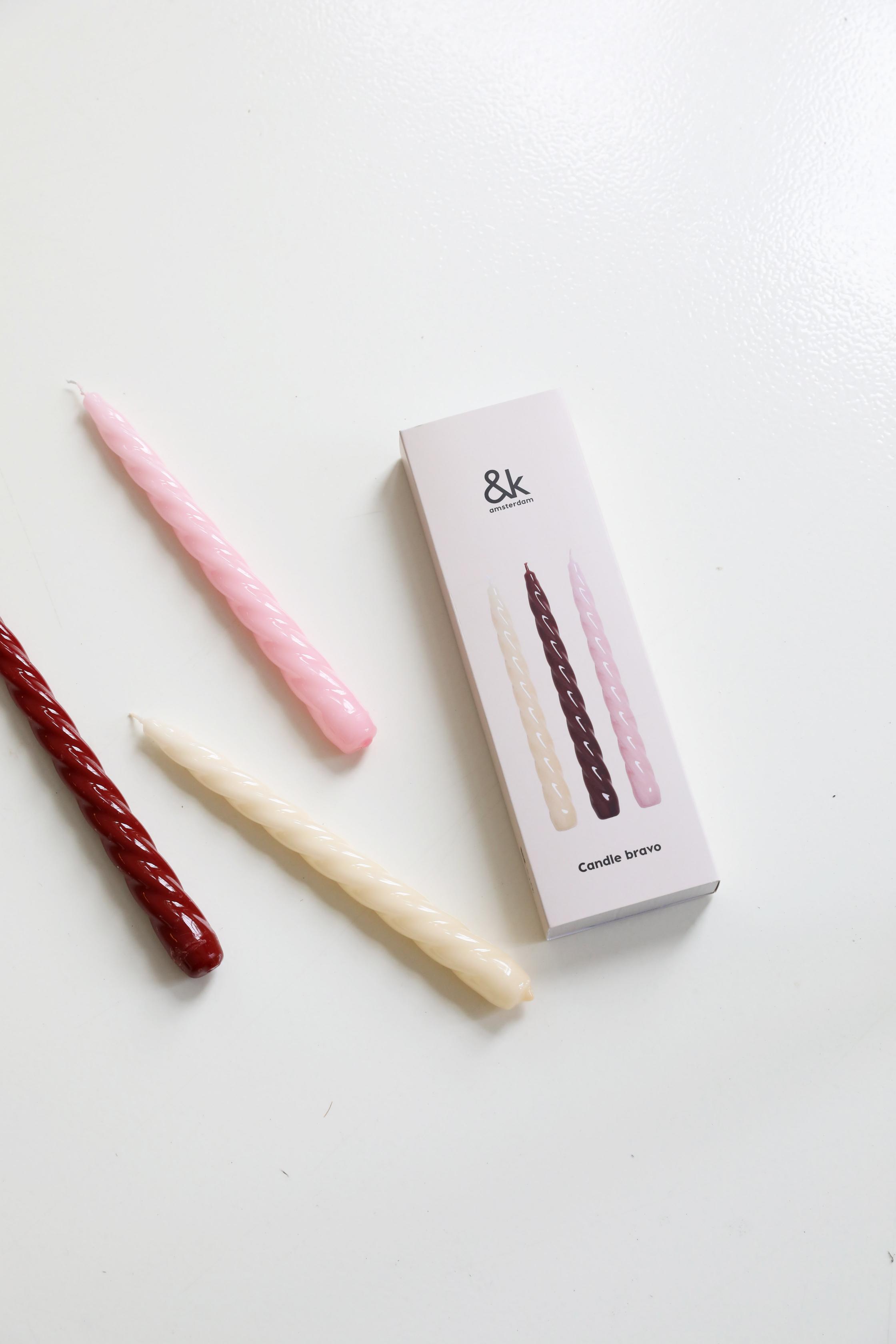 Zestaw świec BRAVO REDS różowy z burgundowym i żółtym