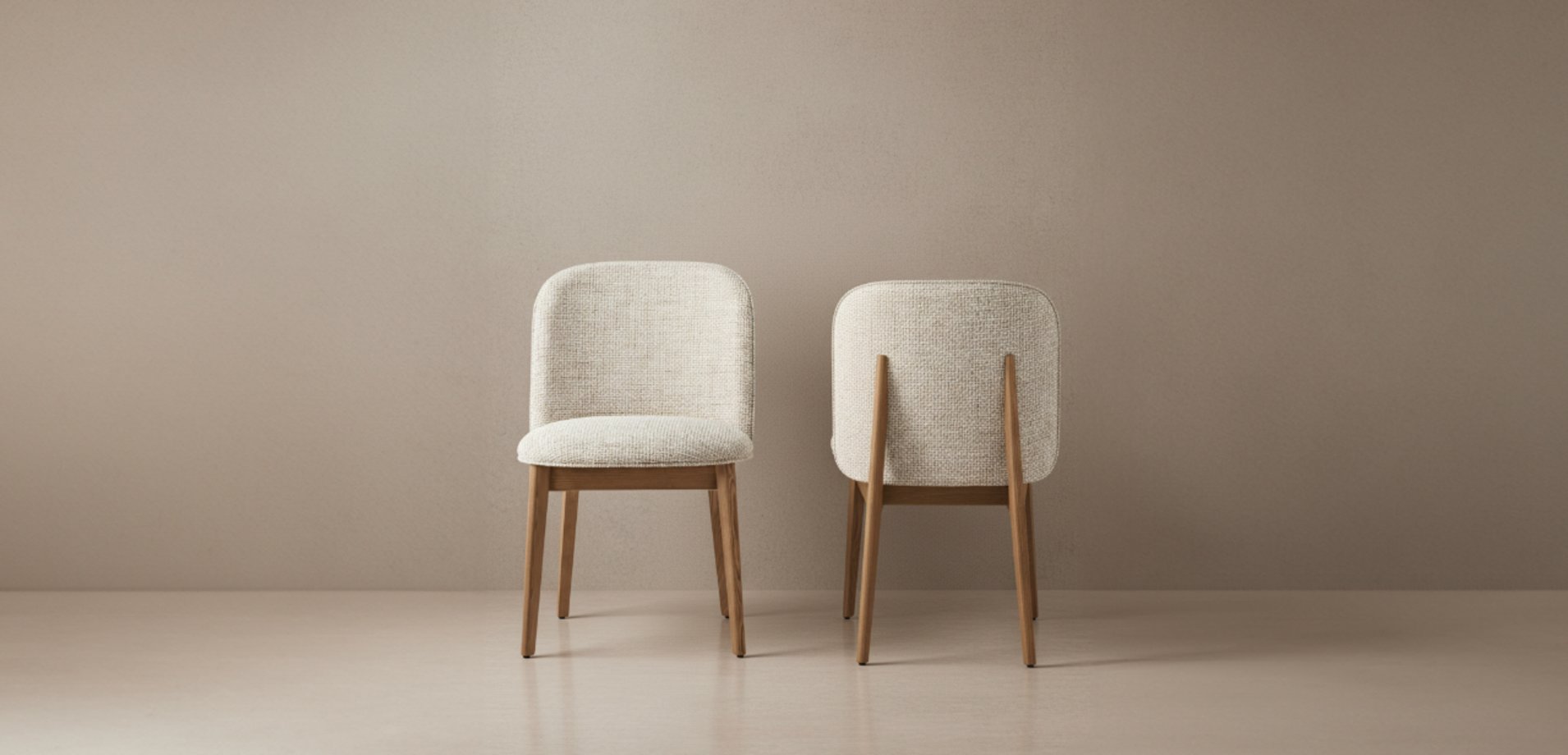 ABREY upholstered chair with walnut base