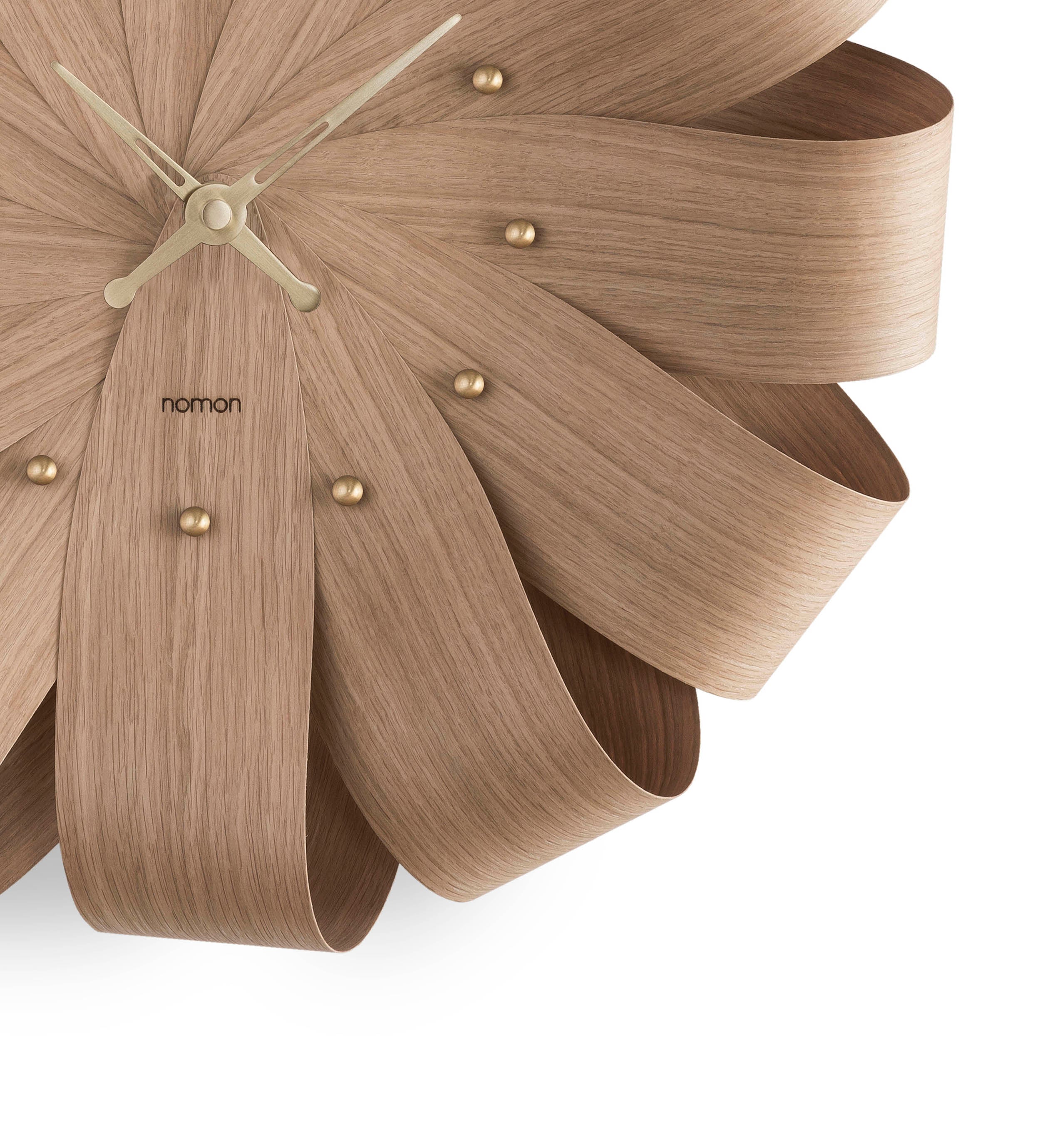 Zegar ścienny BRISA drewno dębowe z mosiężnym wykończeniem