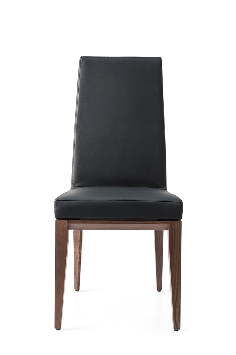 BESS upholstered chair with a dark wooden base