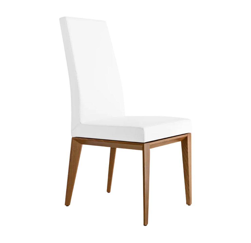 Krzesło BESS tapicerowane z orzechową podstawą