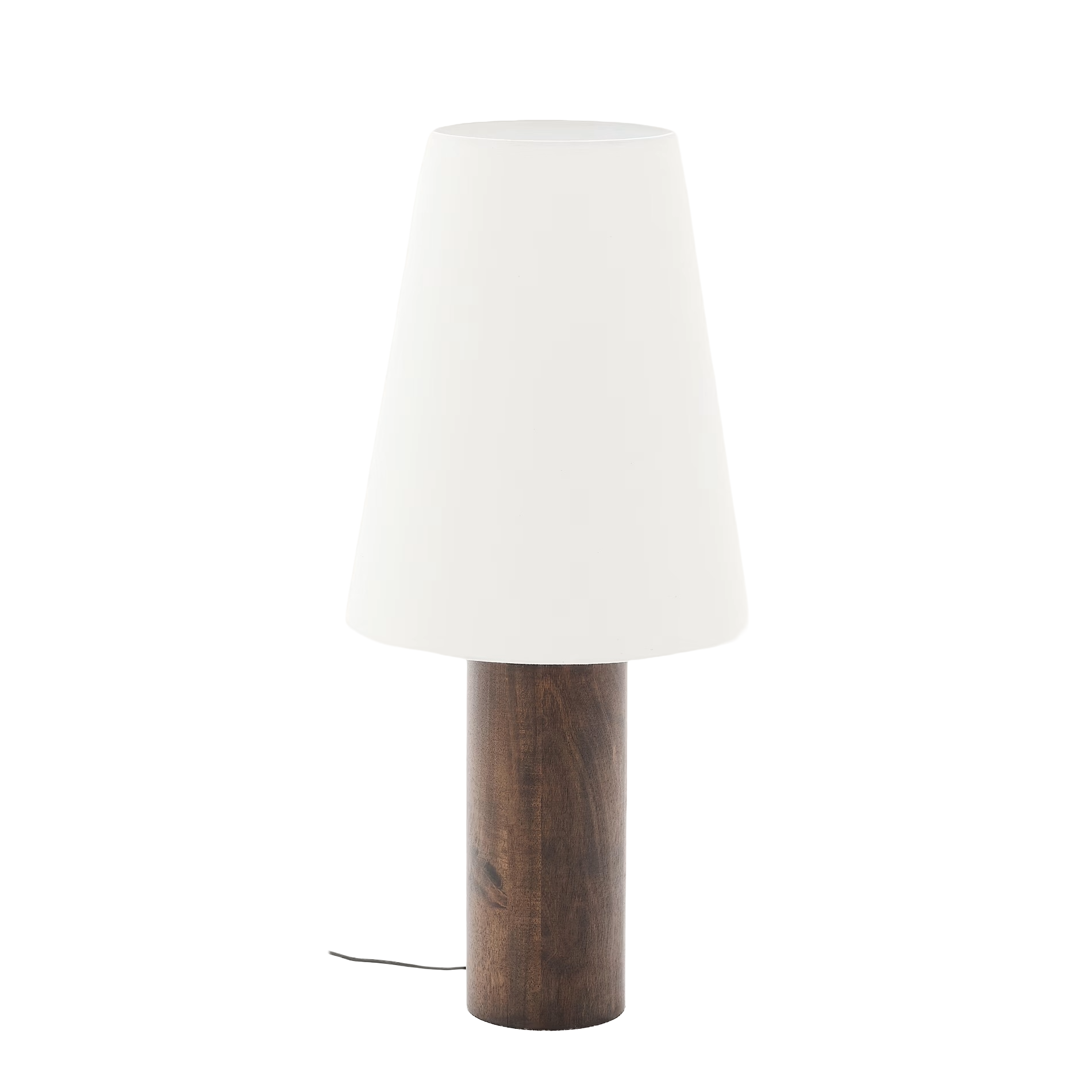 Lampa podłogowa MARGA ciemne drewno kauczukowe z białym kloszem