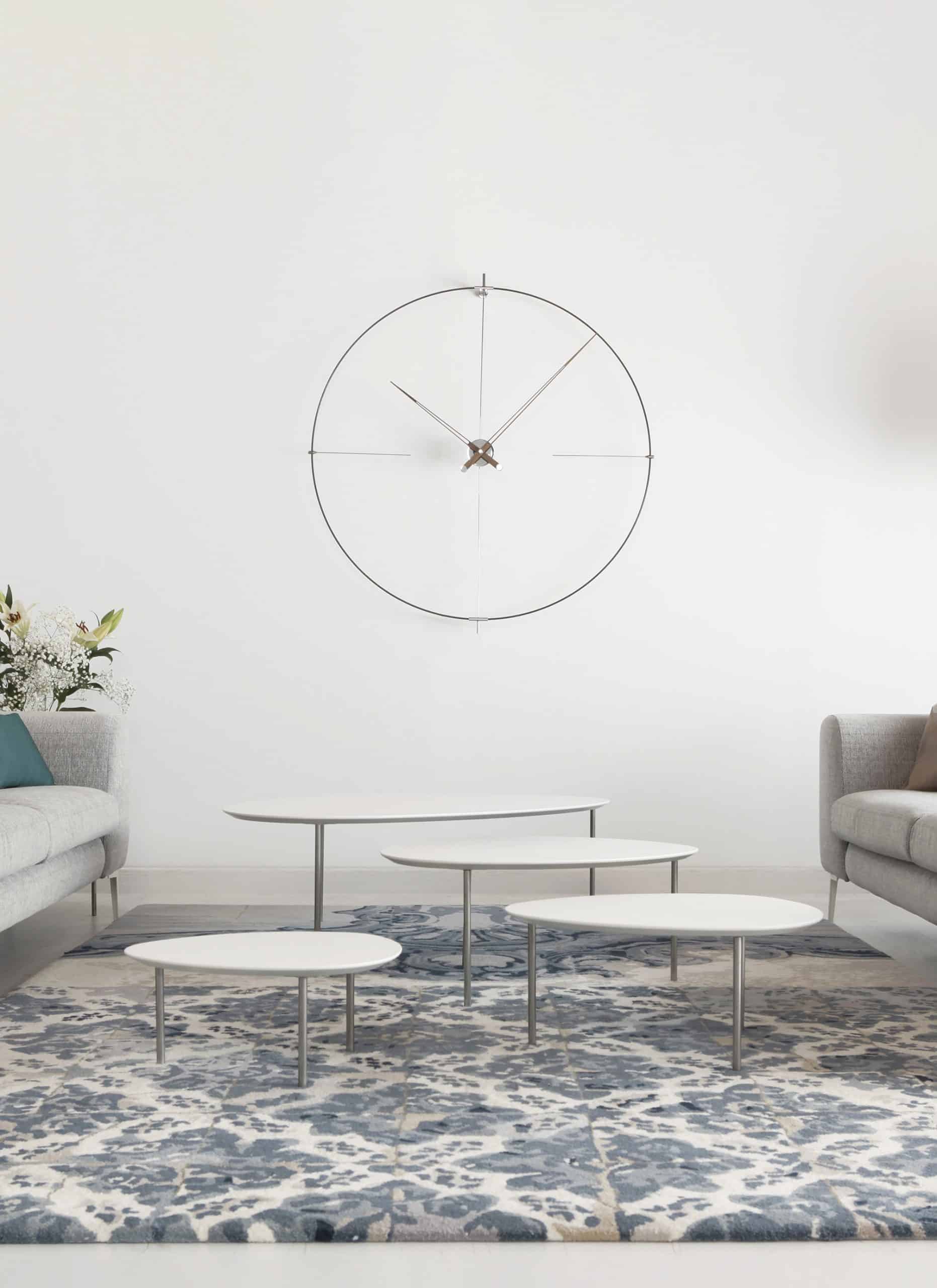 BILBAO wall clock walnut wood with black and chrome