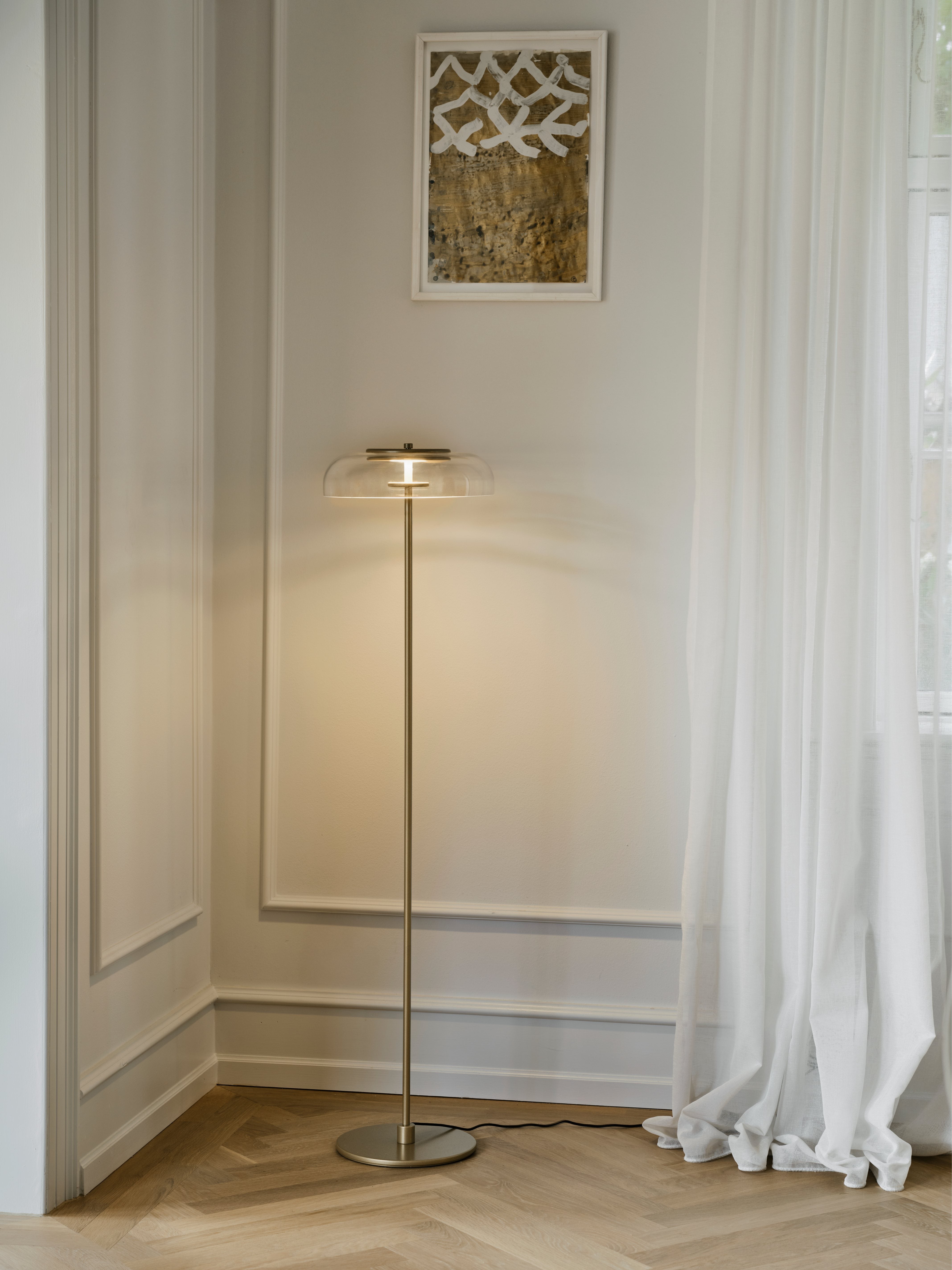 Lampa podłogowa BLOSSI złoty z transparentnym szkłem