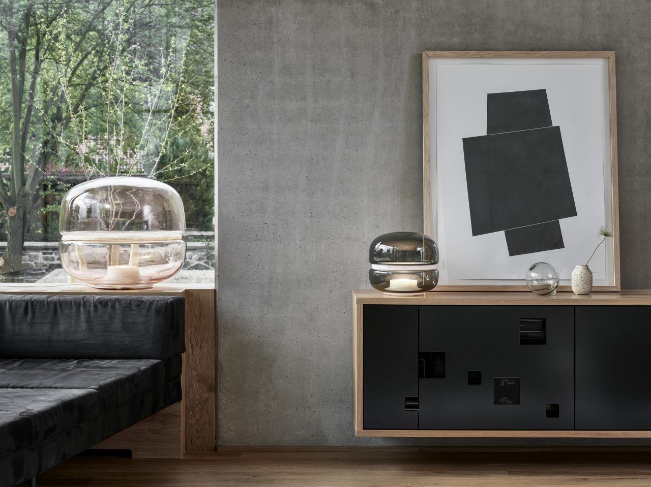 Lampa stołowa MACARON MINI dmuchane szkło z onyksem